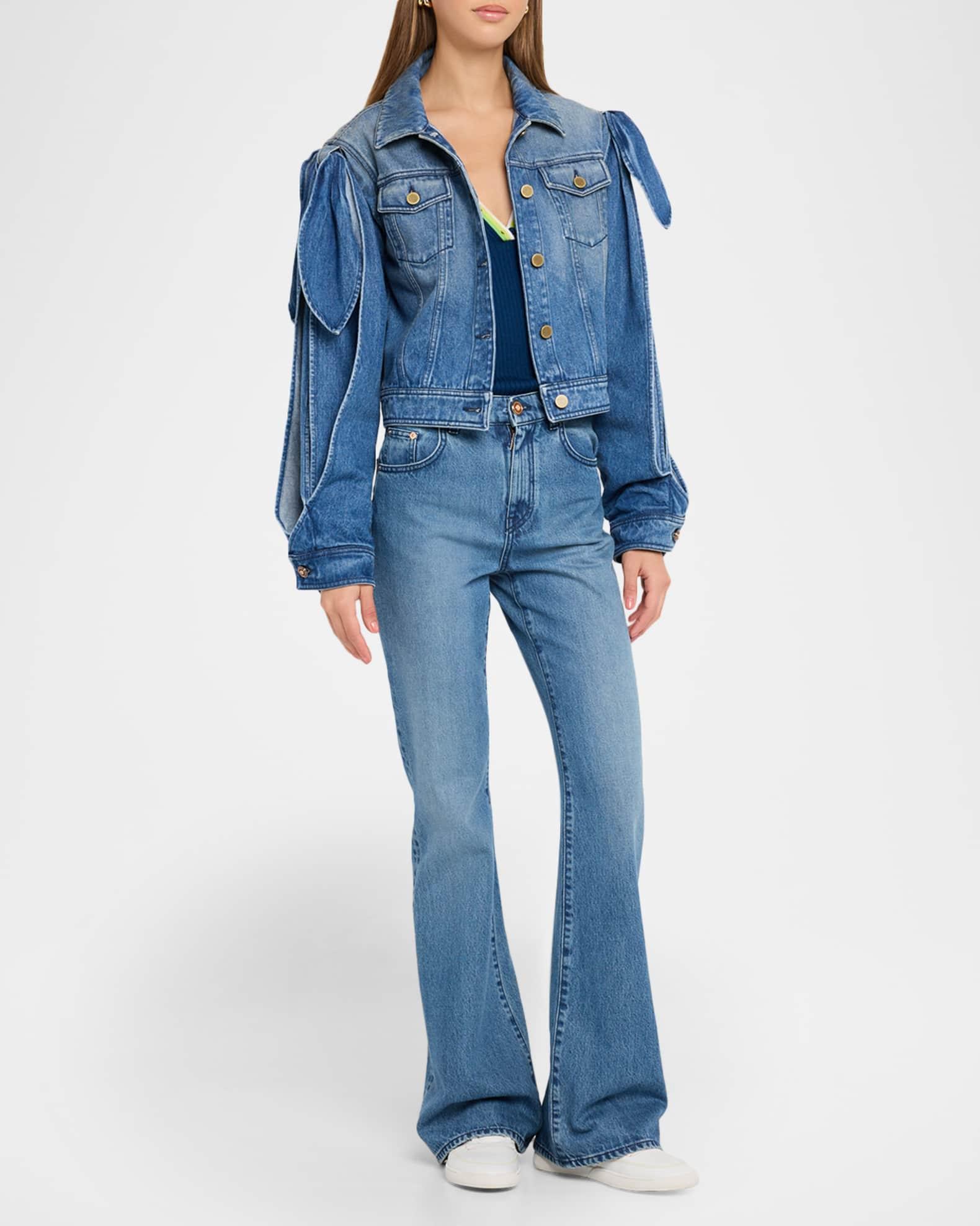 Briella Tie Slit-Sleeve Denim Jacket Product Image