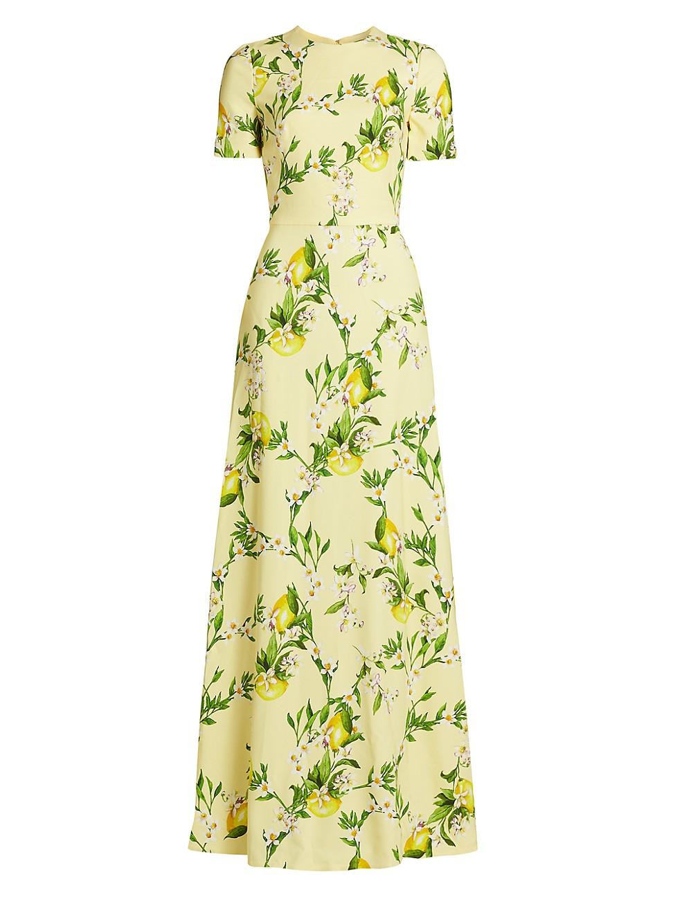 Womens Lemon Print Short-Sleeve A-Line Gown Product Image