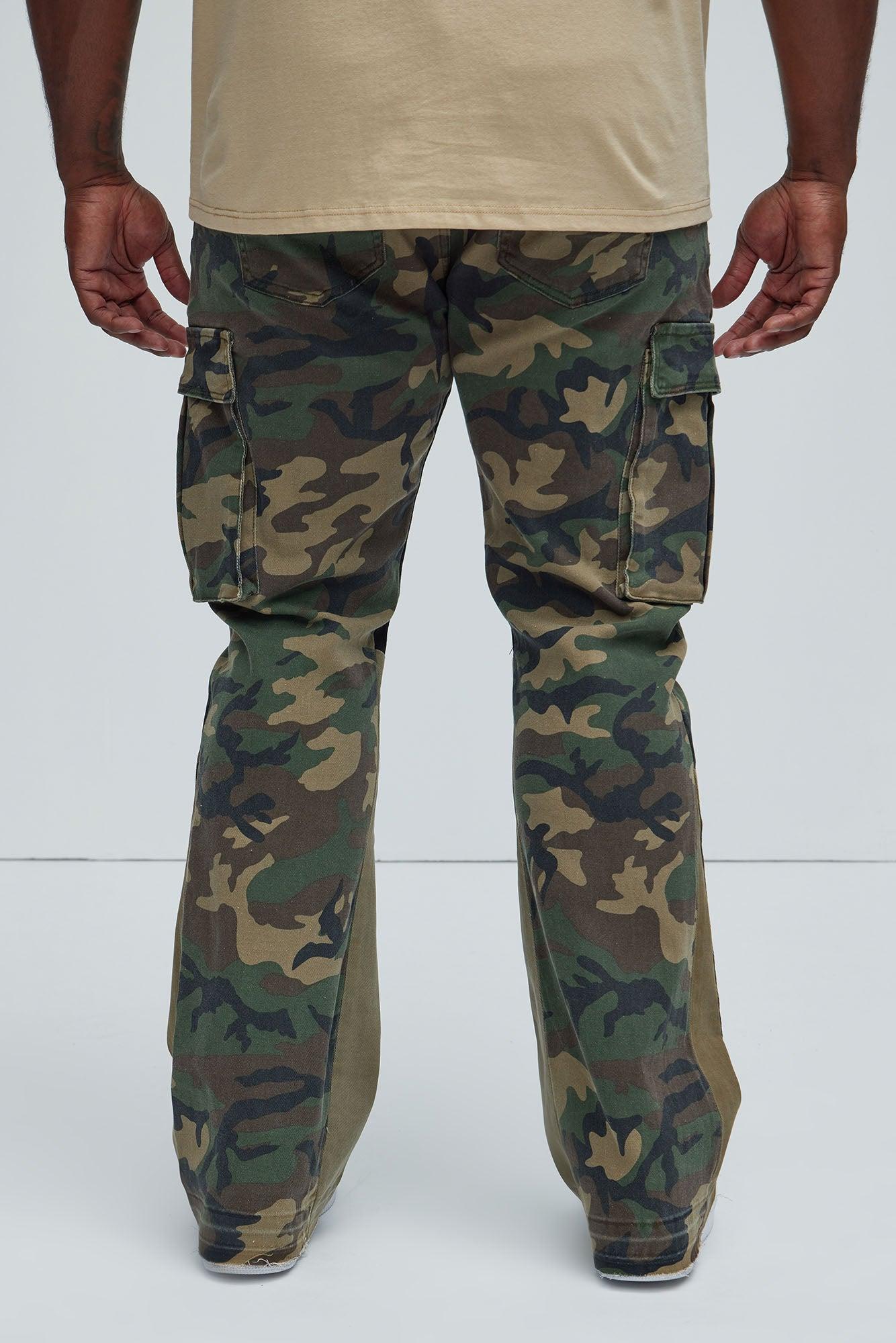 Commando Cargo Twill Flared Pants - Camouflage Product Image