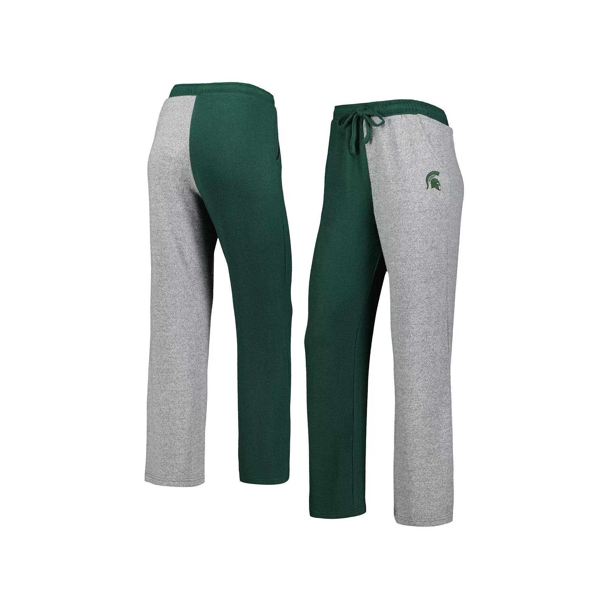 Women's ZooZatz Green/Gray Michigan State Spartans Colorblock Cozy Tri-Blend Lounge Pants, Size: Large Product Image
