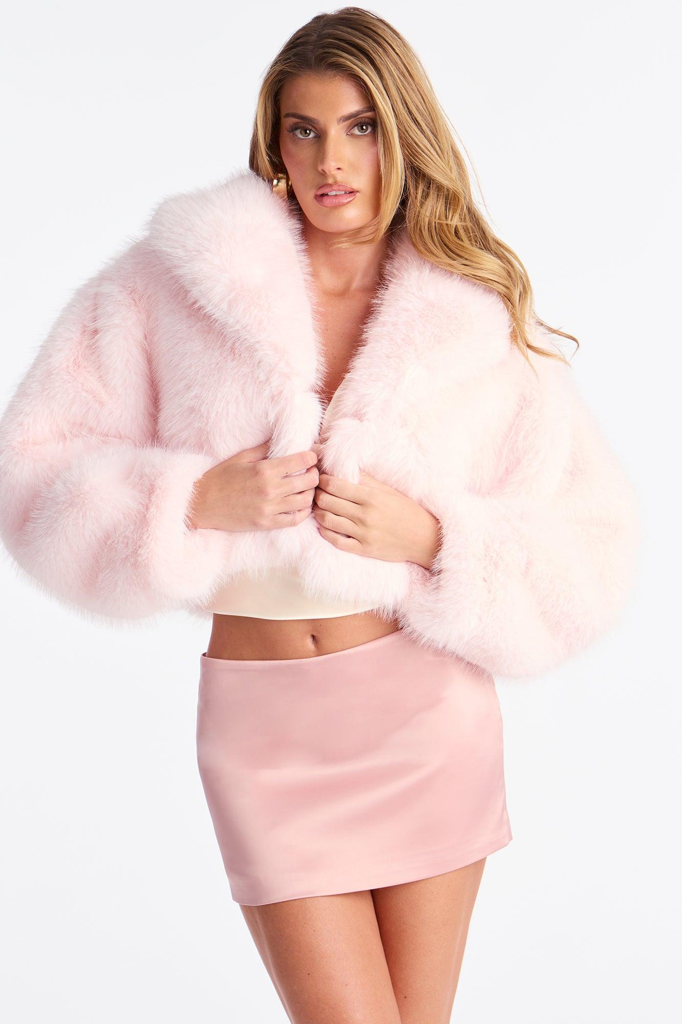 That's Luxe Faux Fur Coat - Blush Female Product Image