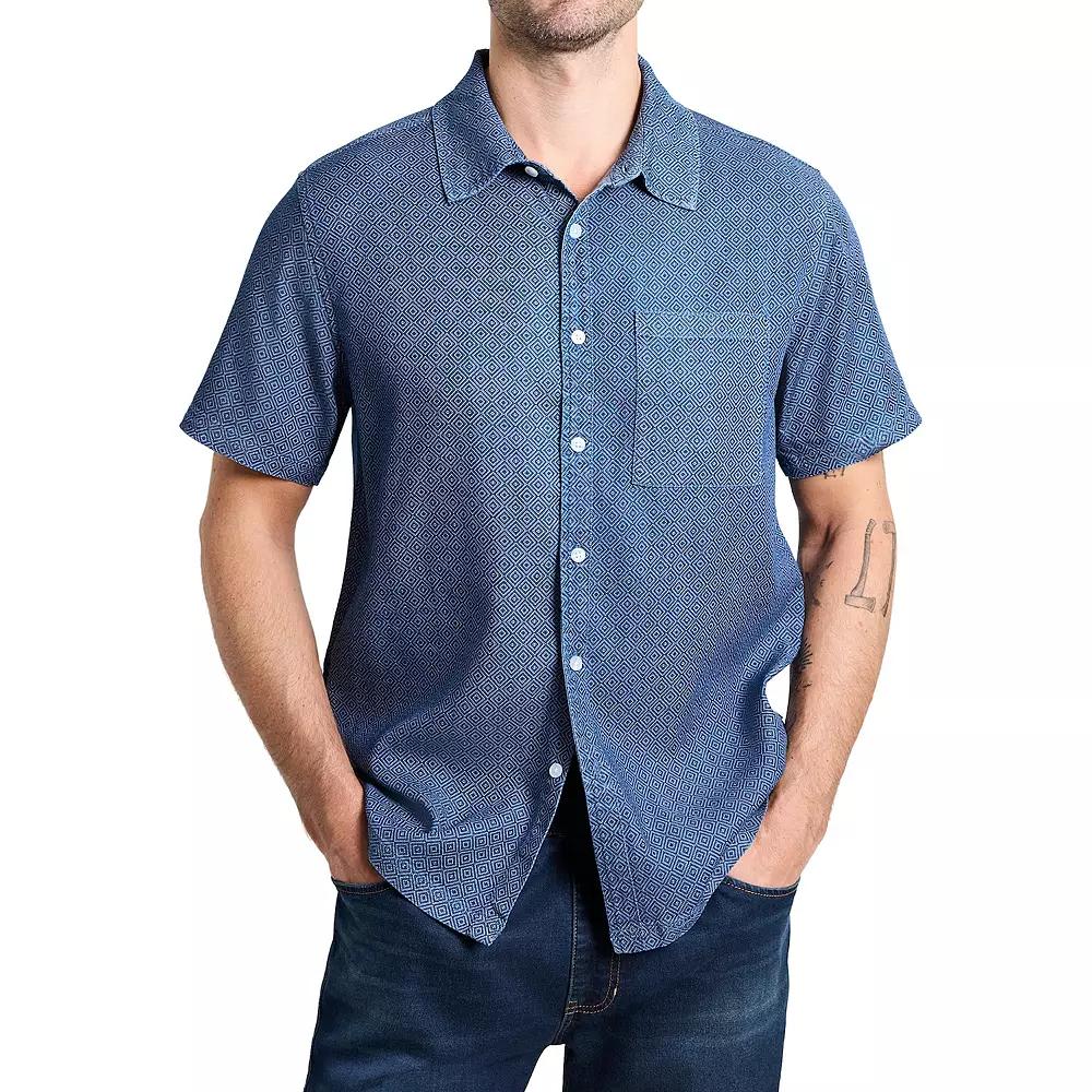 Men's WEARFIRST Short Sleeve Button-Down Chambray Shirt, Size: Large, Dark Printed Product Image