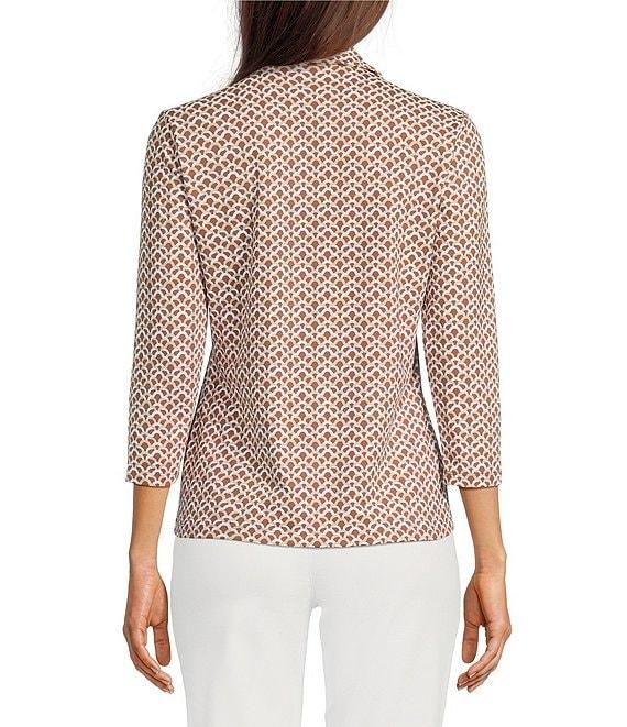 J.McLaughlin Aida Printed Catalina Cloth Split V-Neck 3/4 Sleeve Top Product Image