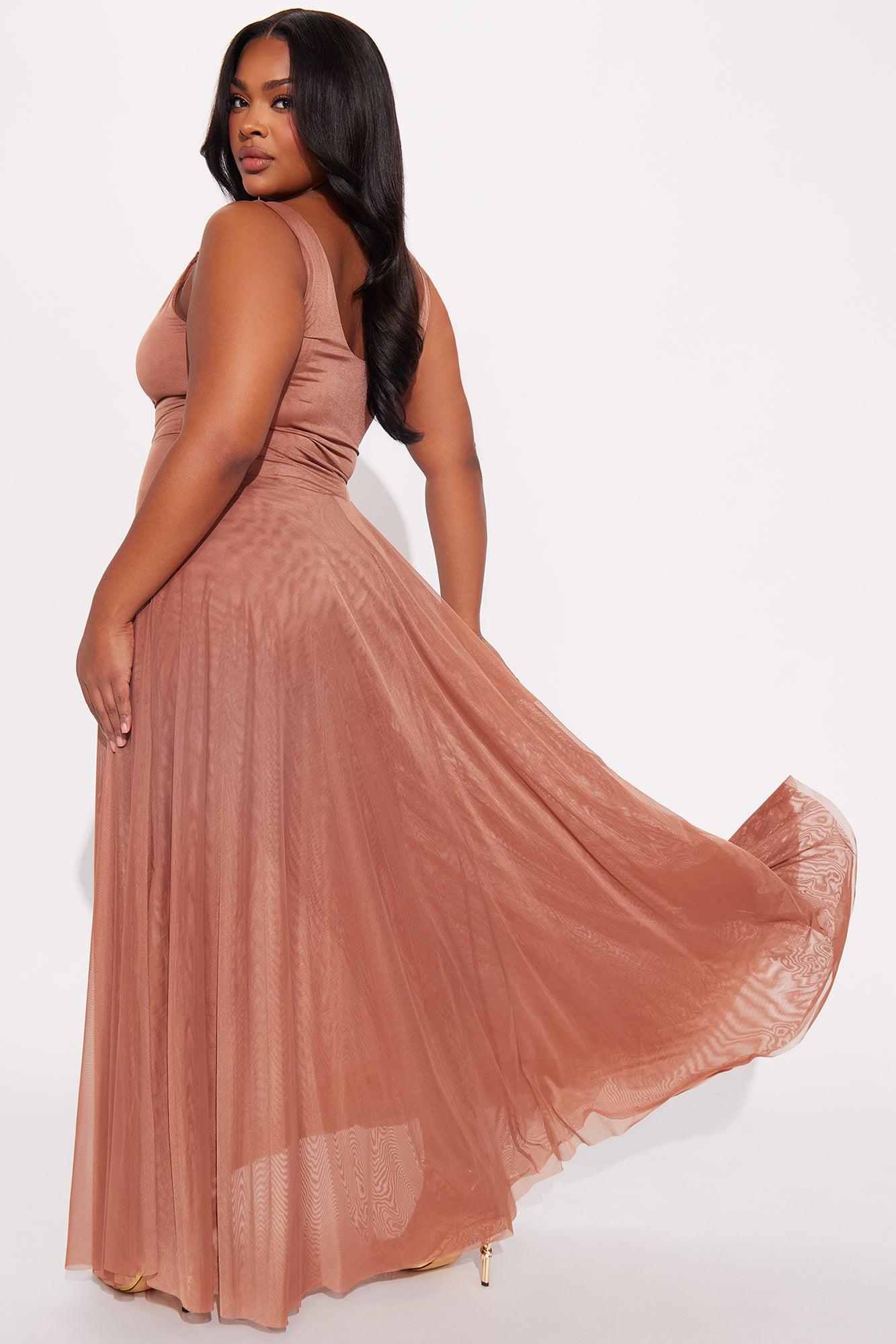 Bungalow Sheer Mesh Maxi Dress - Cognac Product Image