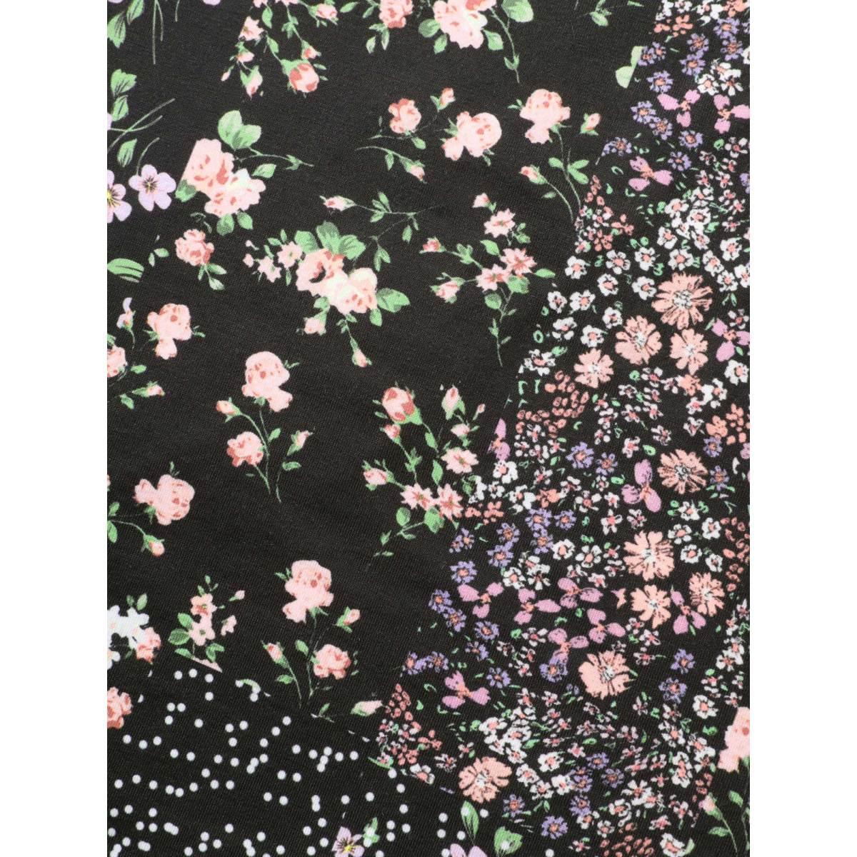 Plus Size V Neck Ditsy Floral Patchwork Cami Top Women Black Elegant Contrast V-neck Everyday Tank Tops Camis BloomChic 14-16/1X Product Image