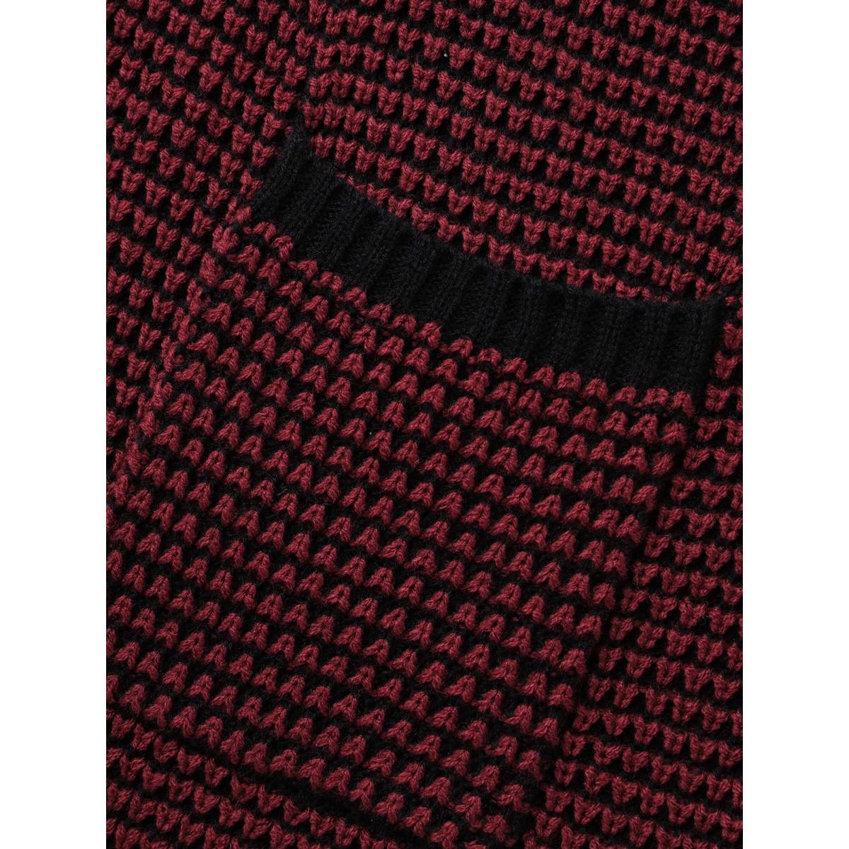 Plus Size Contrast Textured Drop Shoulder Sleeve Cardigan Burgundy Women Leisure Loose Long Sleeve Casual Cardigans BloomChic 22-24/3X Product Image