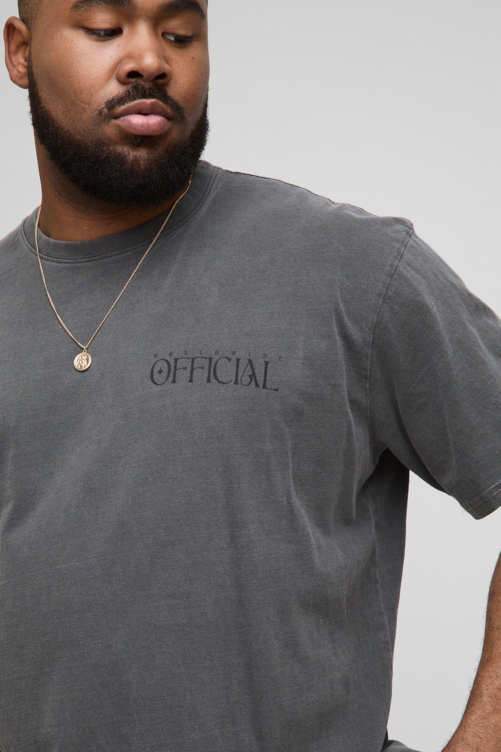 Plus Oversized Washed Official Floral Print T-Shirt | boohooMAN USA Product Image