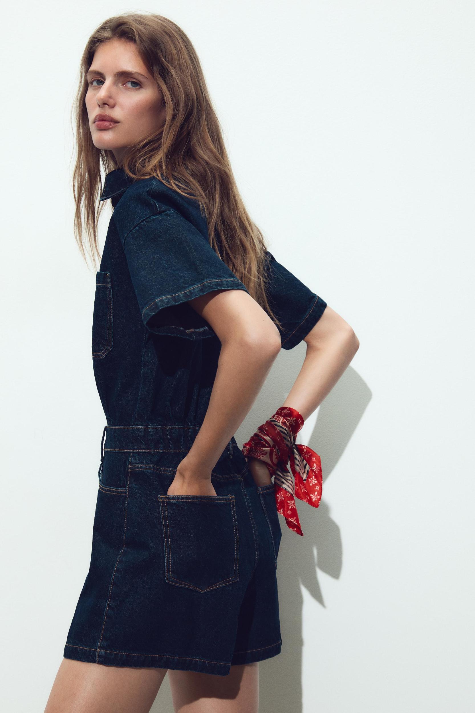 Z1975 SHORT SLEEVE DENIM JUMPSUIT Product Image