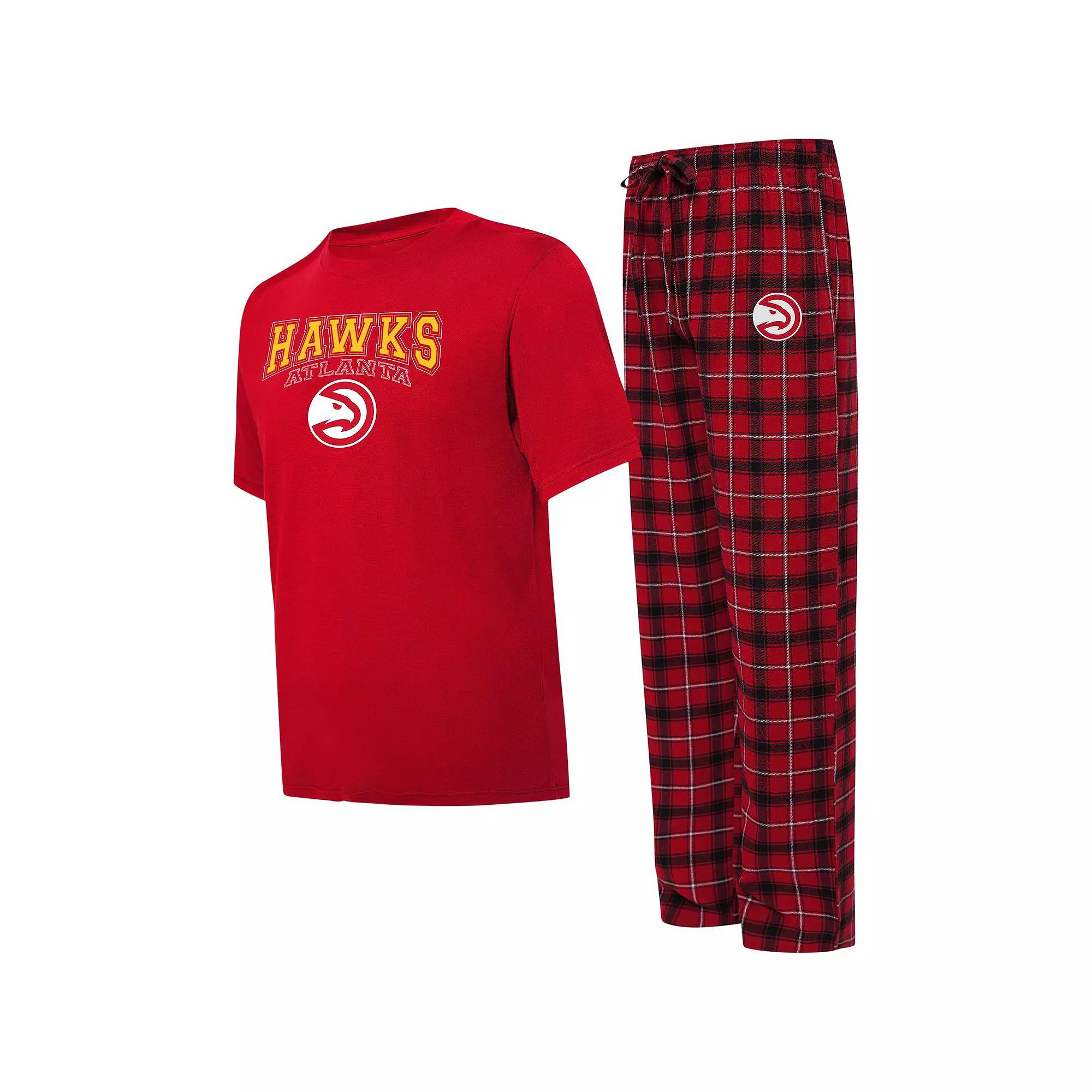 Men's College Concepts Red/Black Atlanta Hawks Arctic T-Shirt & Pajama Pants Sleep Set,  Product Image