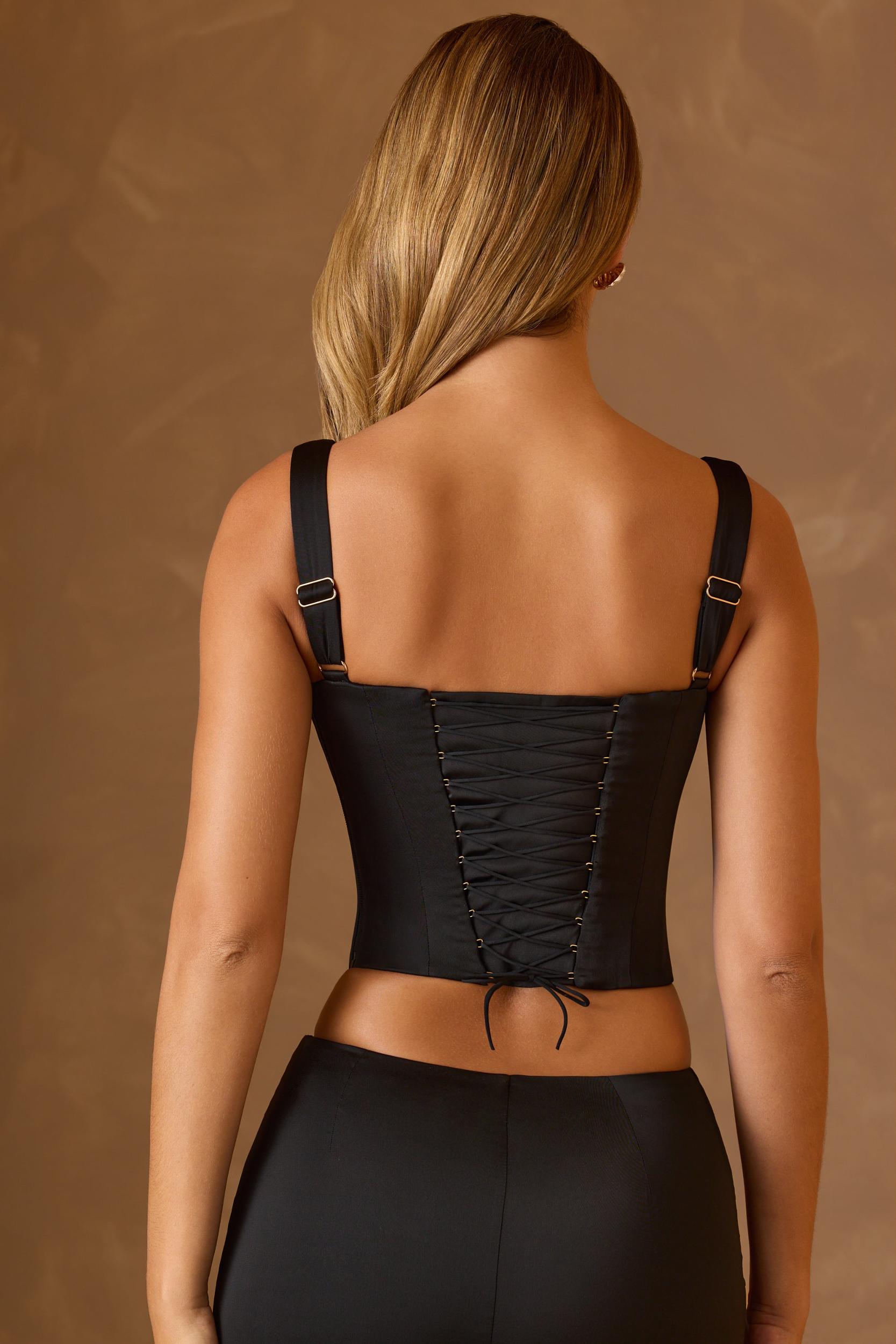 Lace-Up Corset Top in Black Product Image