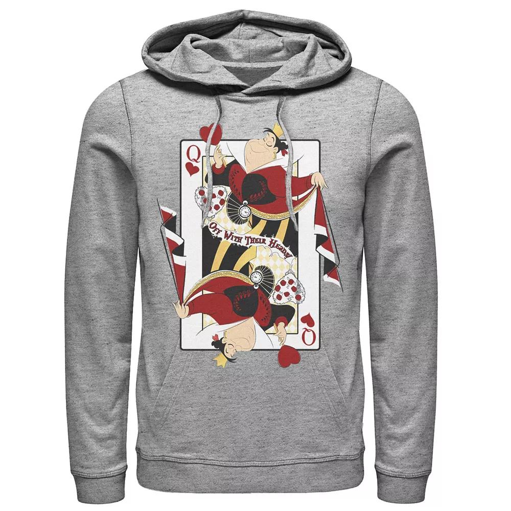 Disney's Alice In Wonderland Queen Of Hearts Playing Card Men's Hoodie, Size: Large, Athletic Grey Product Image