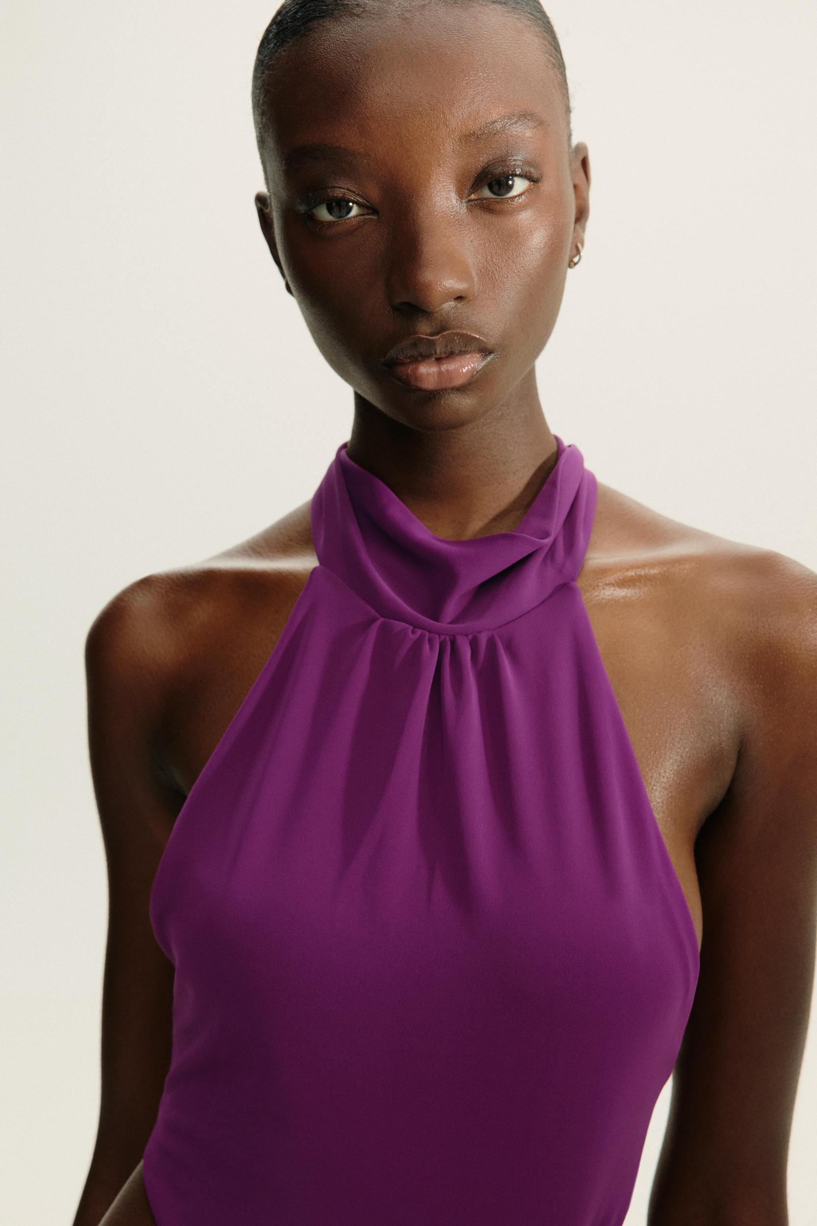 GATHERED HALTER MAXI DRESS Product Image