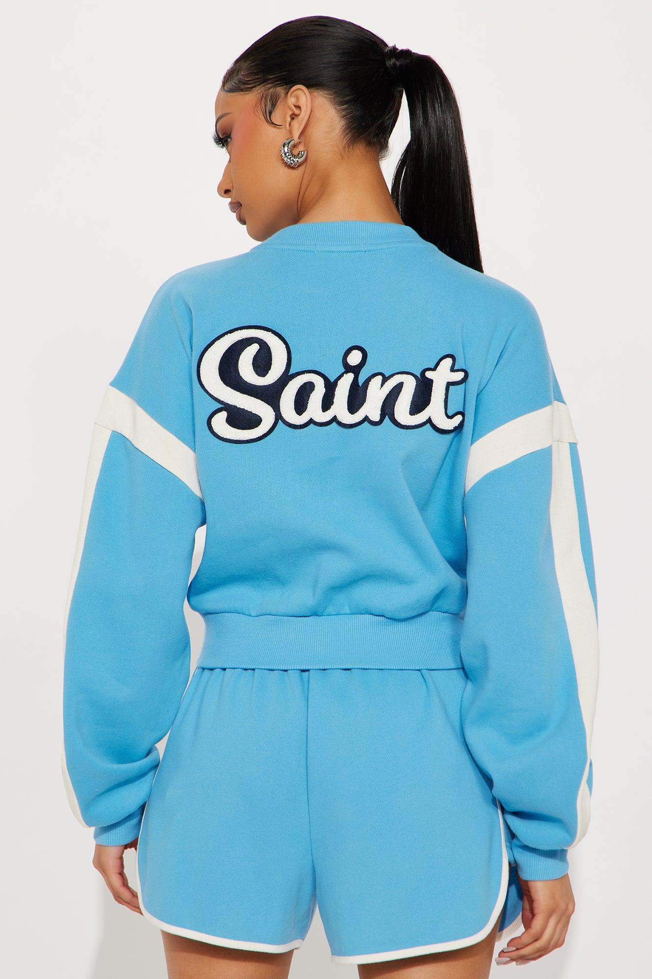 I'm A Saint Fleece Short Set - Blue Product Image