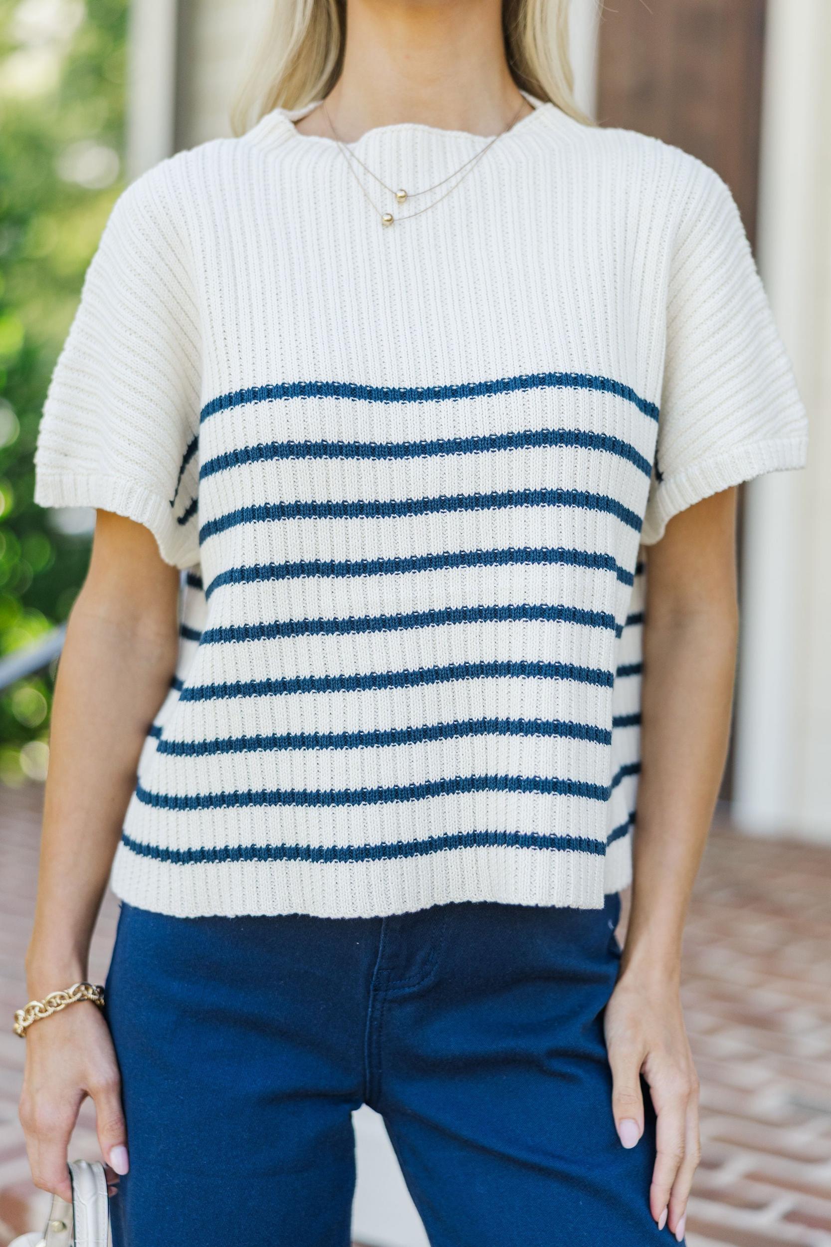 Ready For The Day Navy Blue Striped Sweater Female Product Image