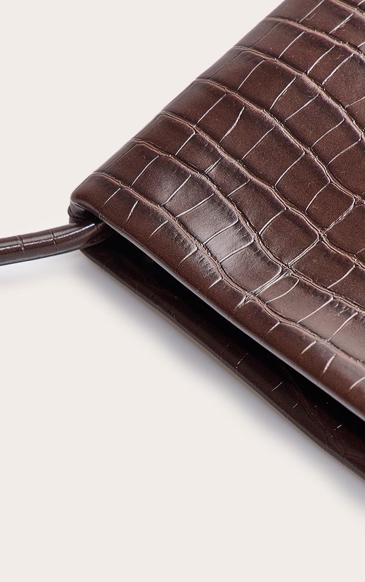 Brown Croc Slim Shoulder Bag Product Image