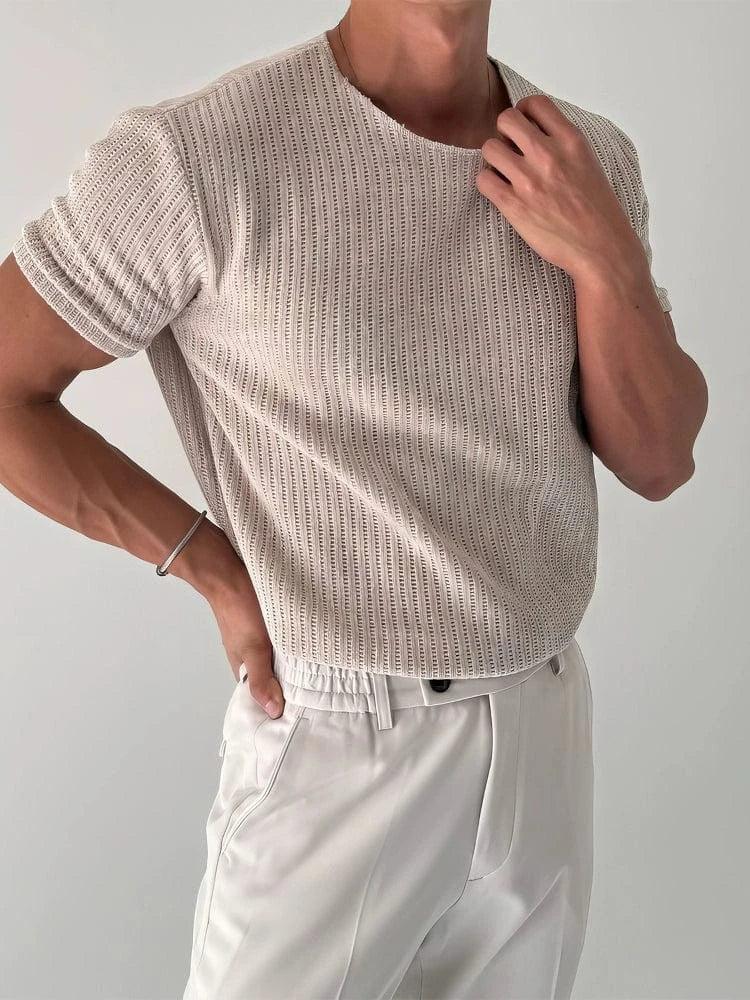 RT No. 13032 CREAM KNIT SHORT SLEEVE Product Image