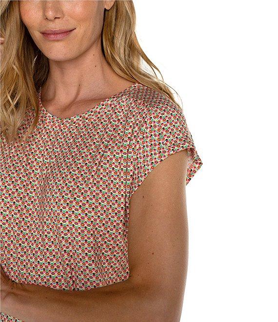 Liverpool Los Angeles Boat Neck Short Dolman Sleeve Geometric Print Knit Top Product Image