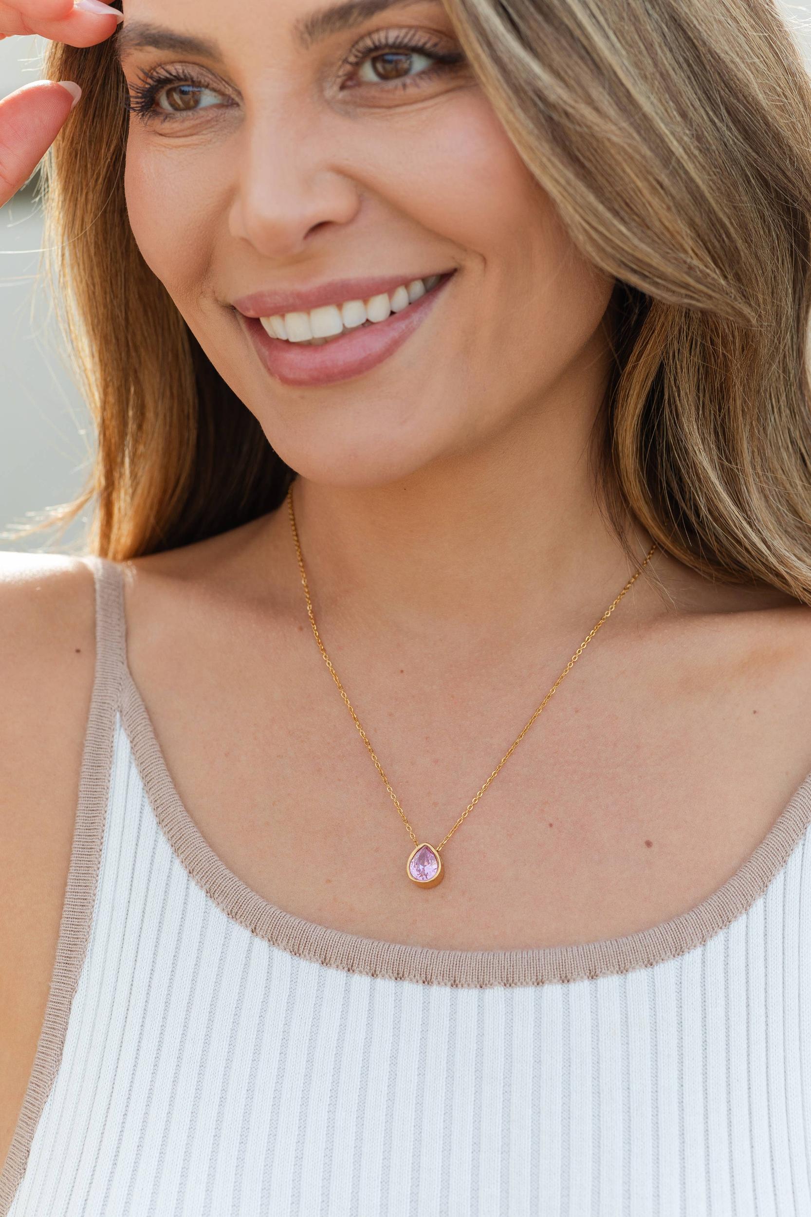 Large Cz Teardrop Pendant Necklace Product Image