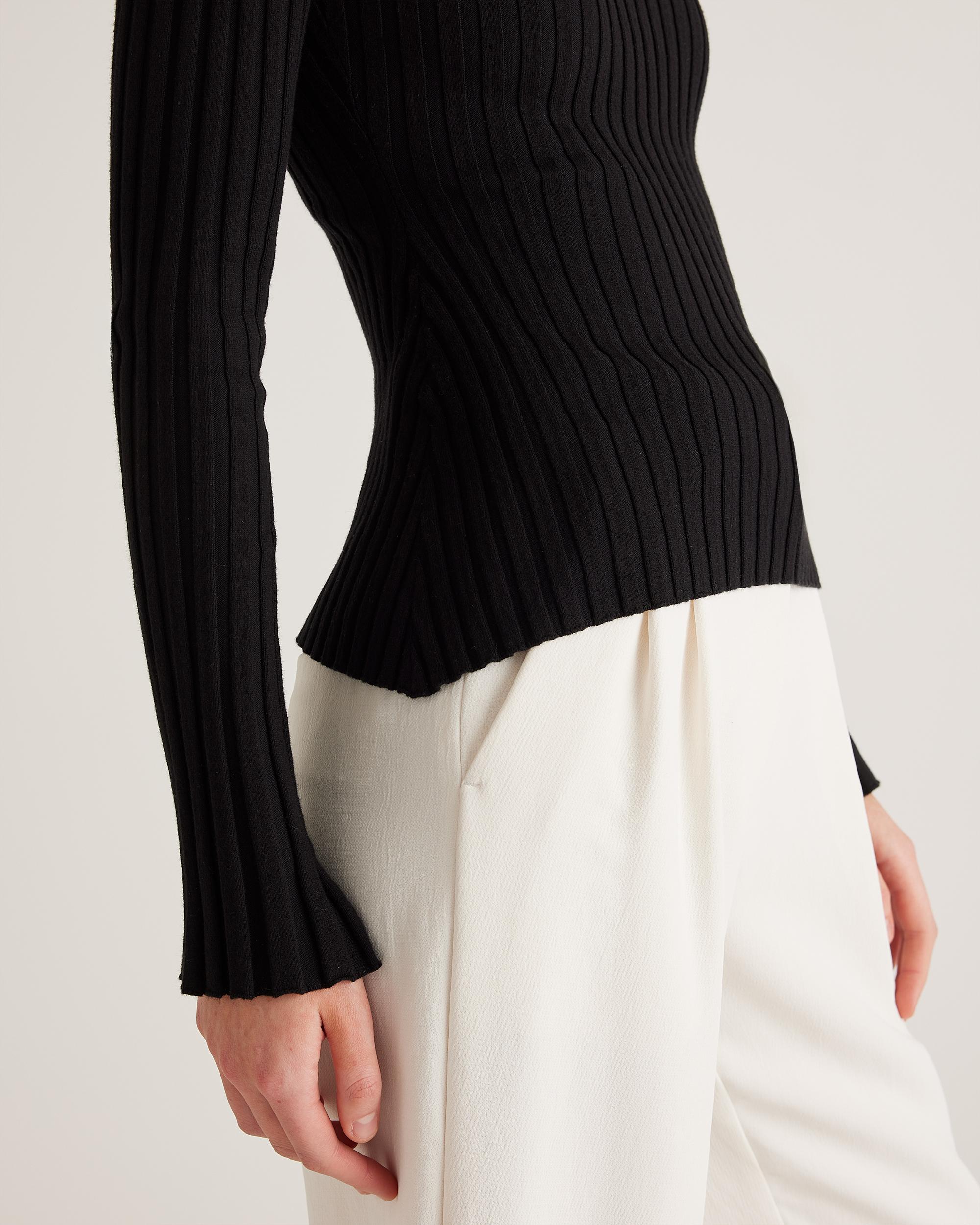 Quince | Women's Cotton Cashmere Ribbed Long Sleeve Sweater Size XL Product Image