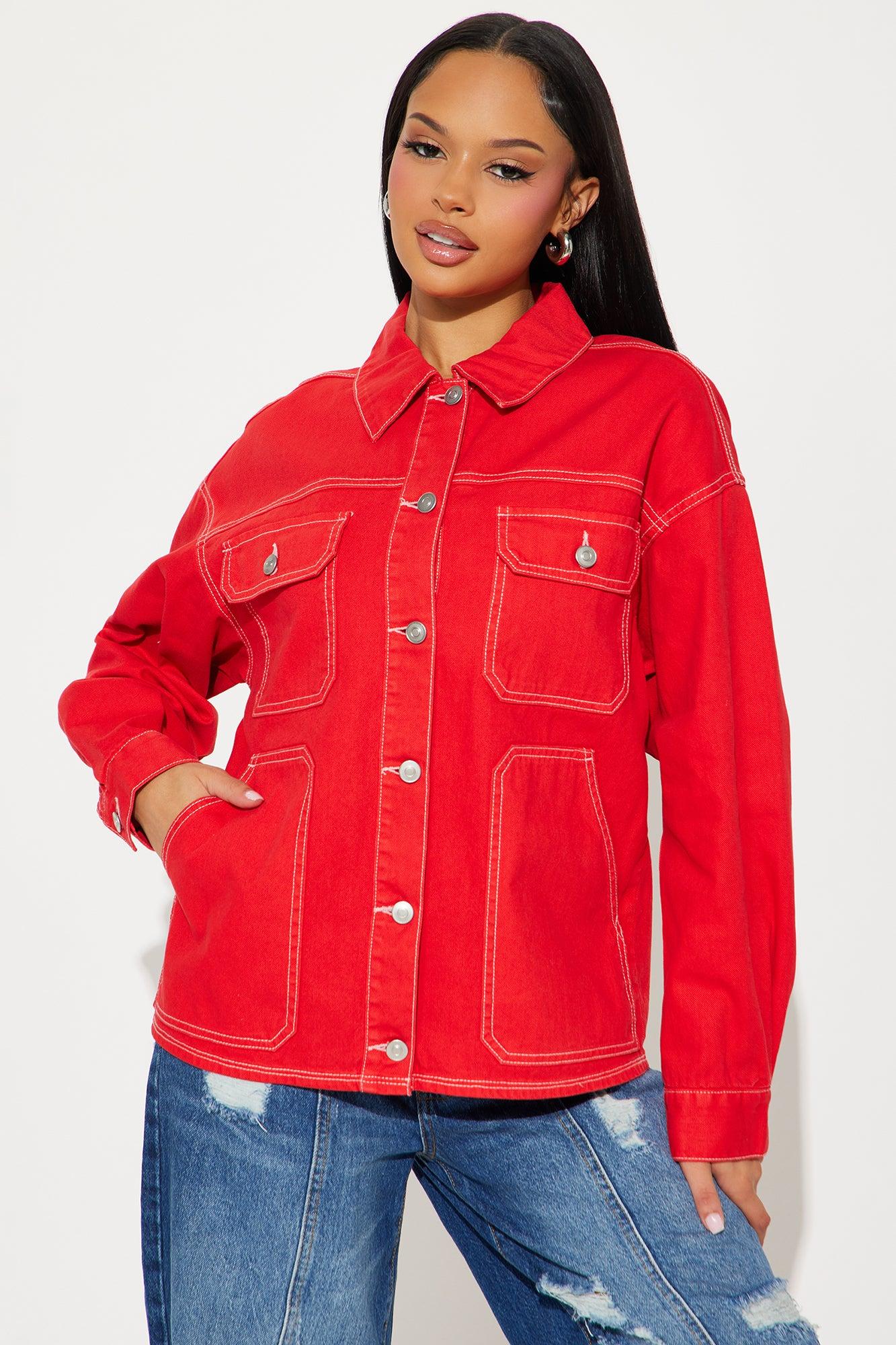 School Days Oversized Jacket - Red Product Image