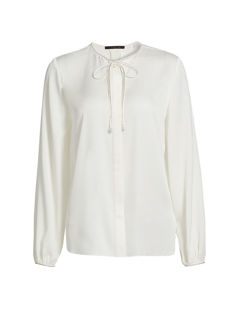 Womens Eliza Stretch Silk Tieneck Blouse Product Image