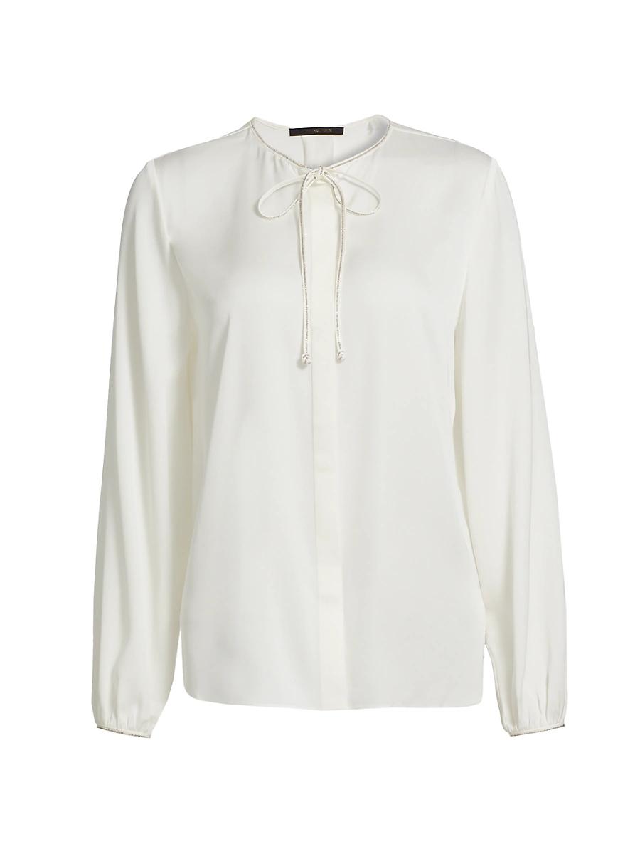 Womens Eliza Stretch Silk Tieneck Blouse Product Image