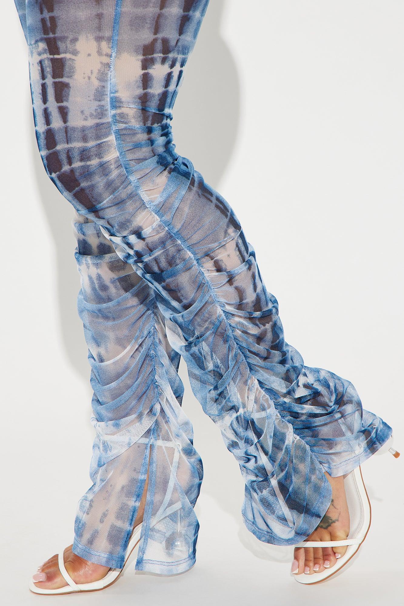 Play Harder Mesh Stacked Legging - Blue/combo Product Image