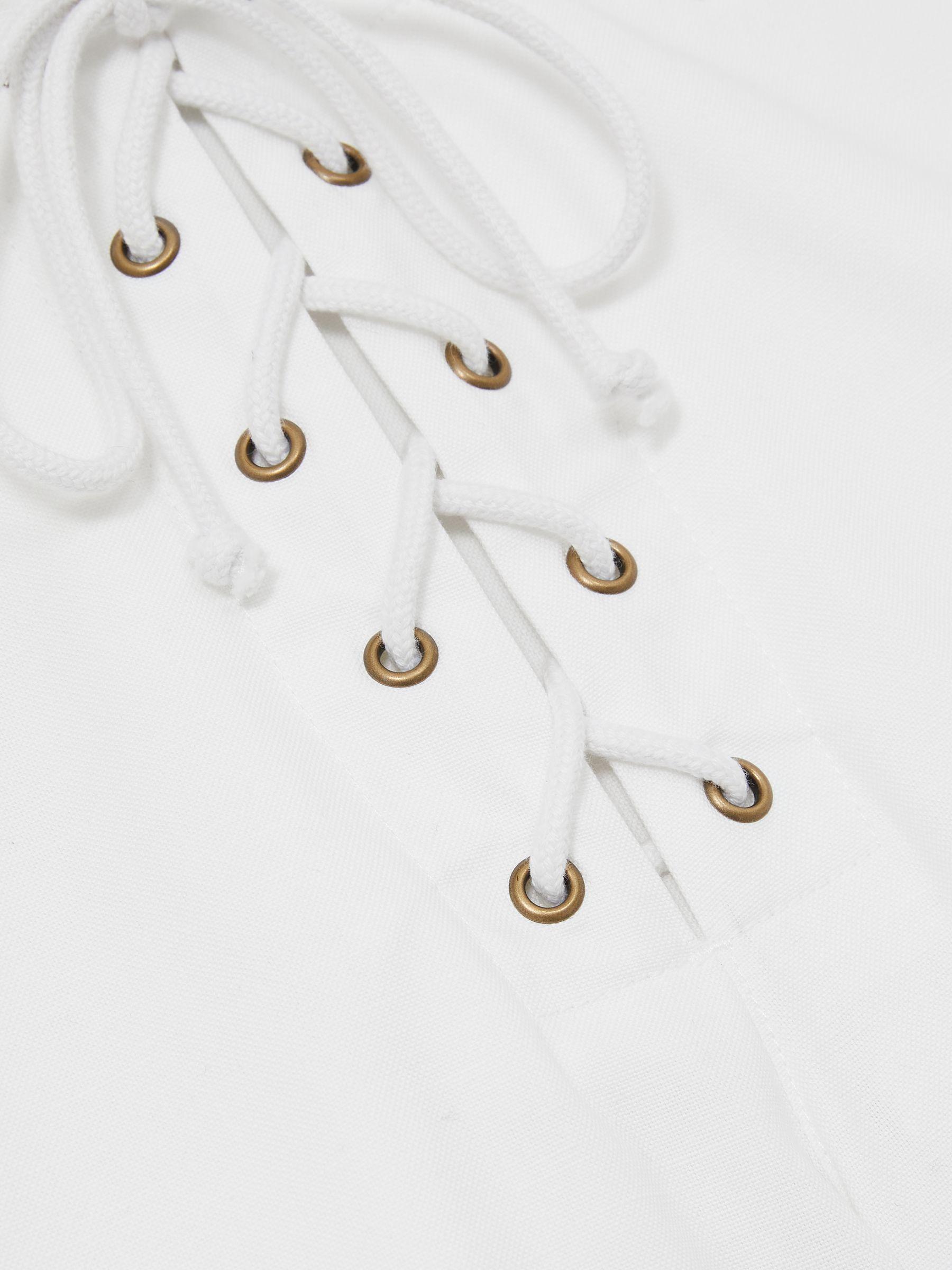 Cotton Lace-up Shorts in White Product Image