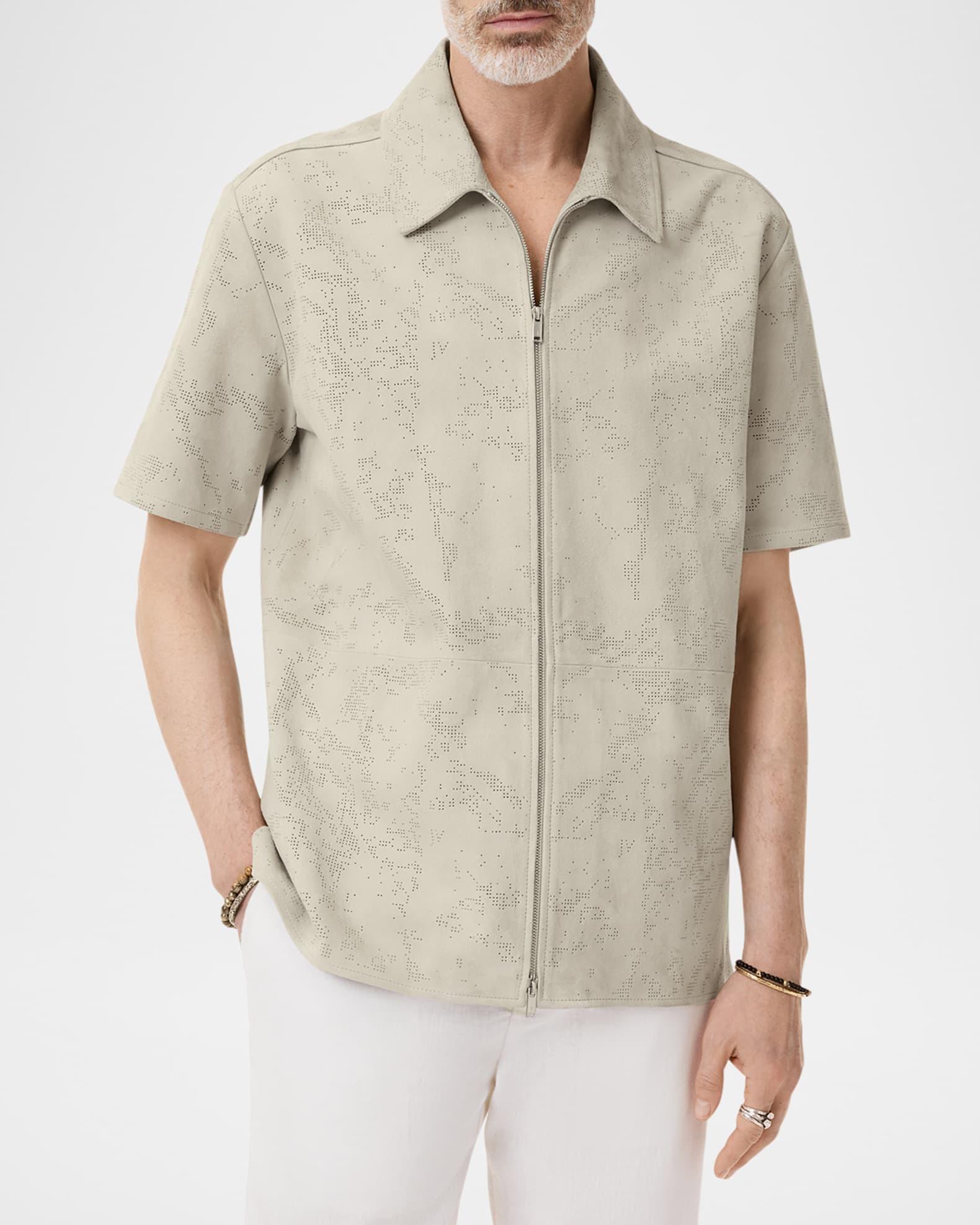 Men's Wade Perforated Suede Zip-Up Shirt Product Image