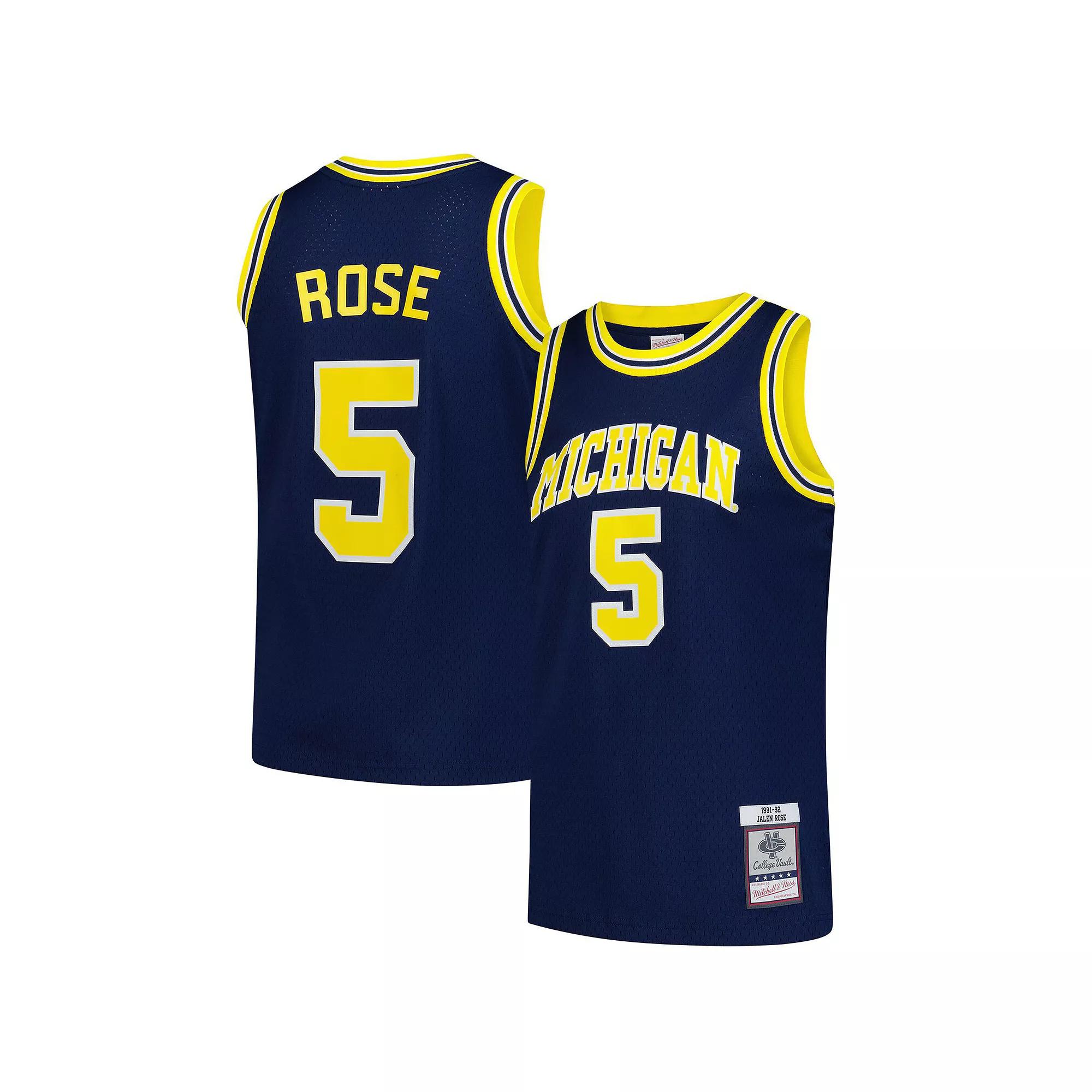 Men's Mitchell & Ness Jalen Rose Navy Michigan Wolverines 1991/92 Swingman Jersey,  Product Image