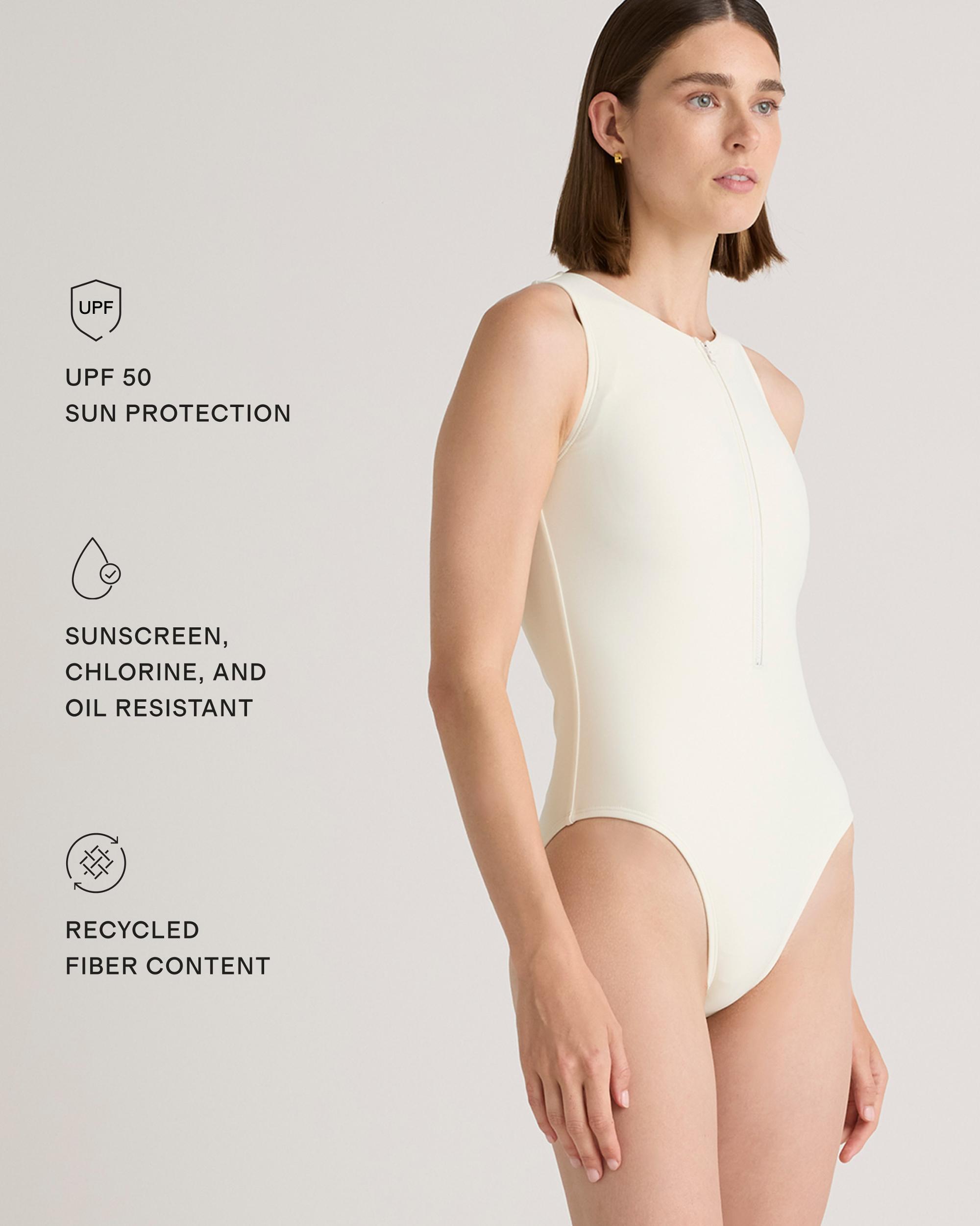 Quince | Women's Italian Zip-Front One-Piece Swimsuit Size XL, 78% Recycled Polyamide, 22% Spandex Product Image