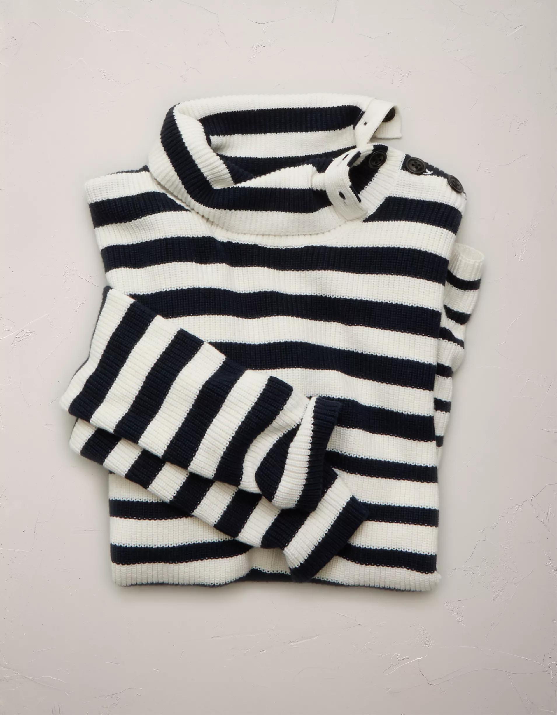 AE77 Premium Striped Shaker Stitch Sweater Product Image
