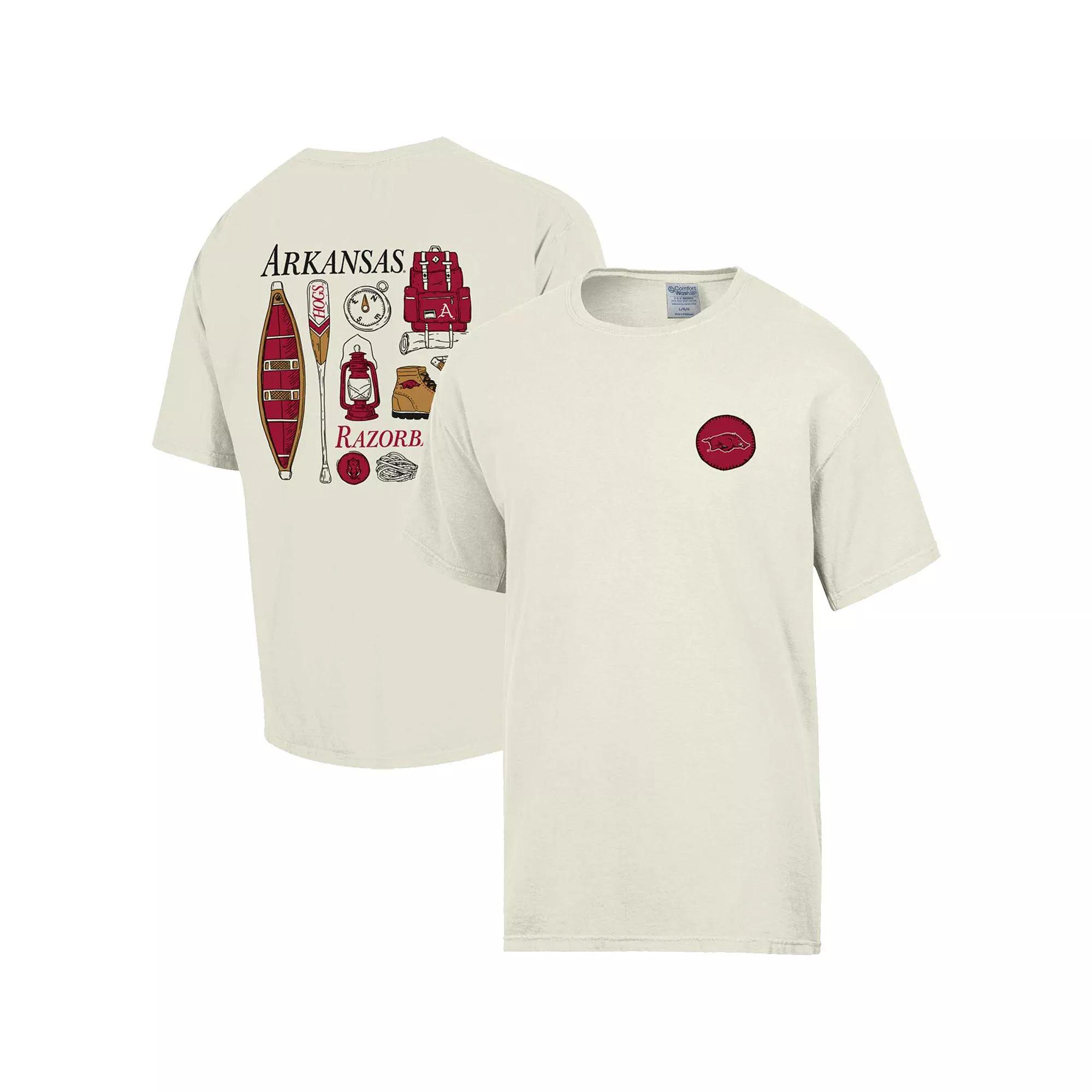 Men's Comfort Wash Cream Arkansas Razorbacks Camping Trip T-Shirt, Size: XL, Beige Product Image