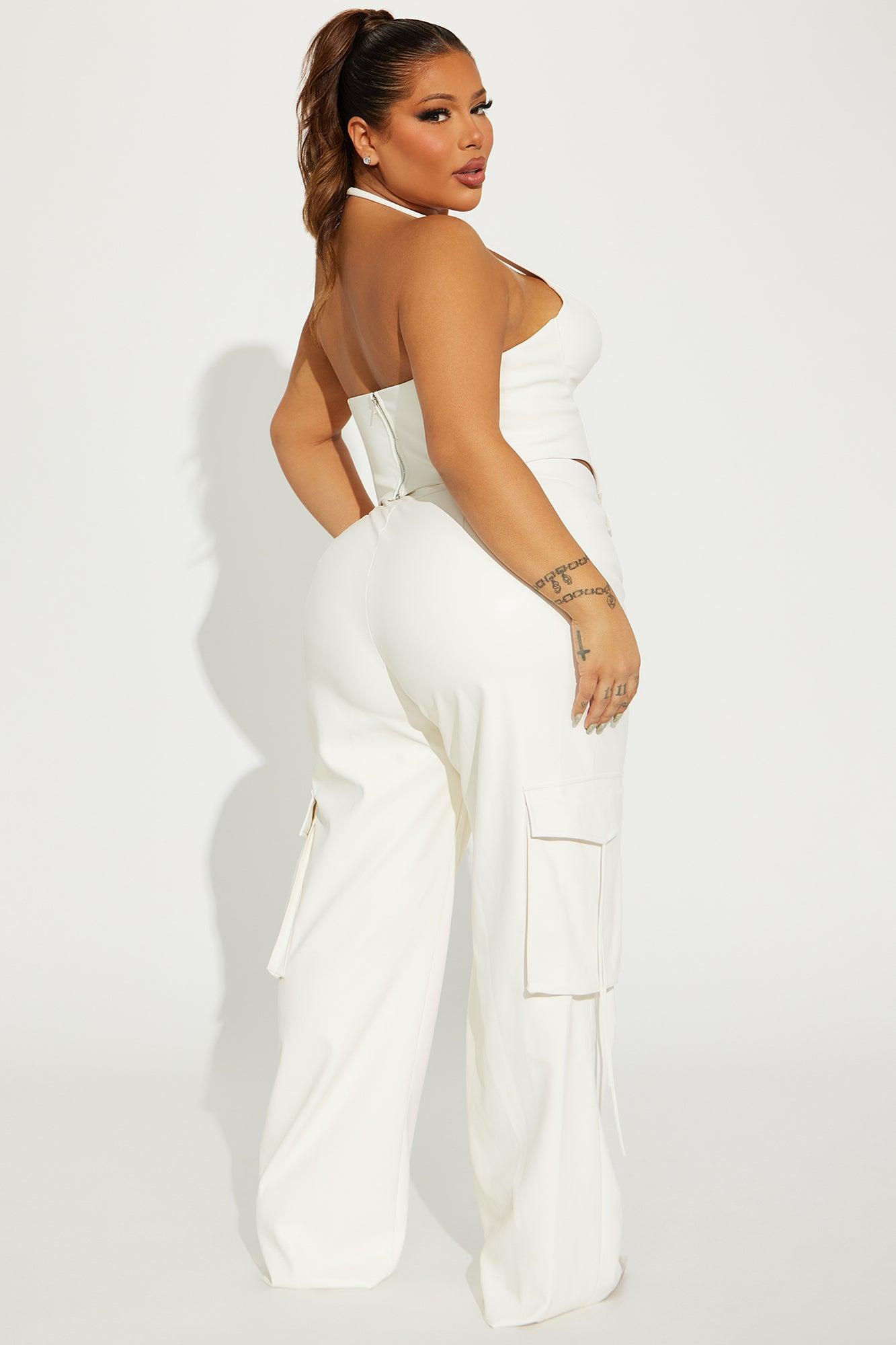 After Party Faux Leather Pant Set - White Product Image