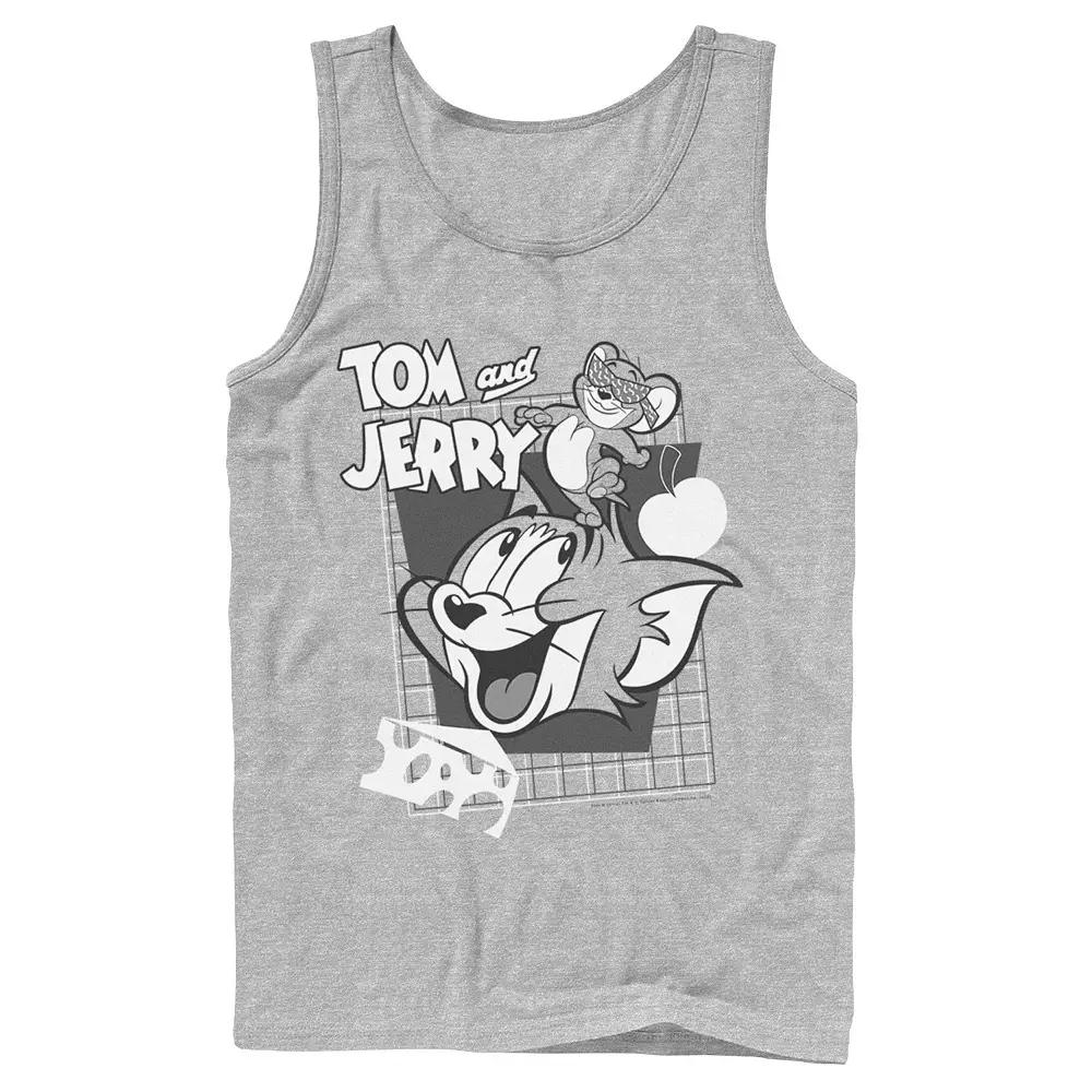 Men's Tom And Jerry Retro Collage Greyscale Portrait Tank Top,  Product Image