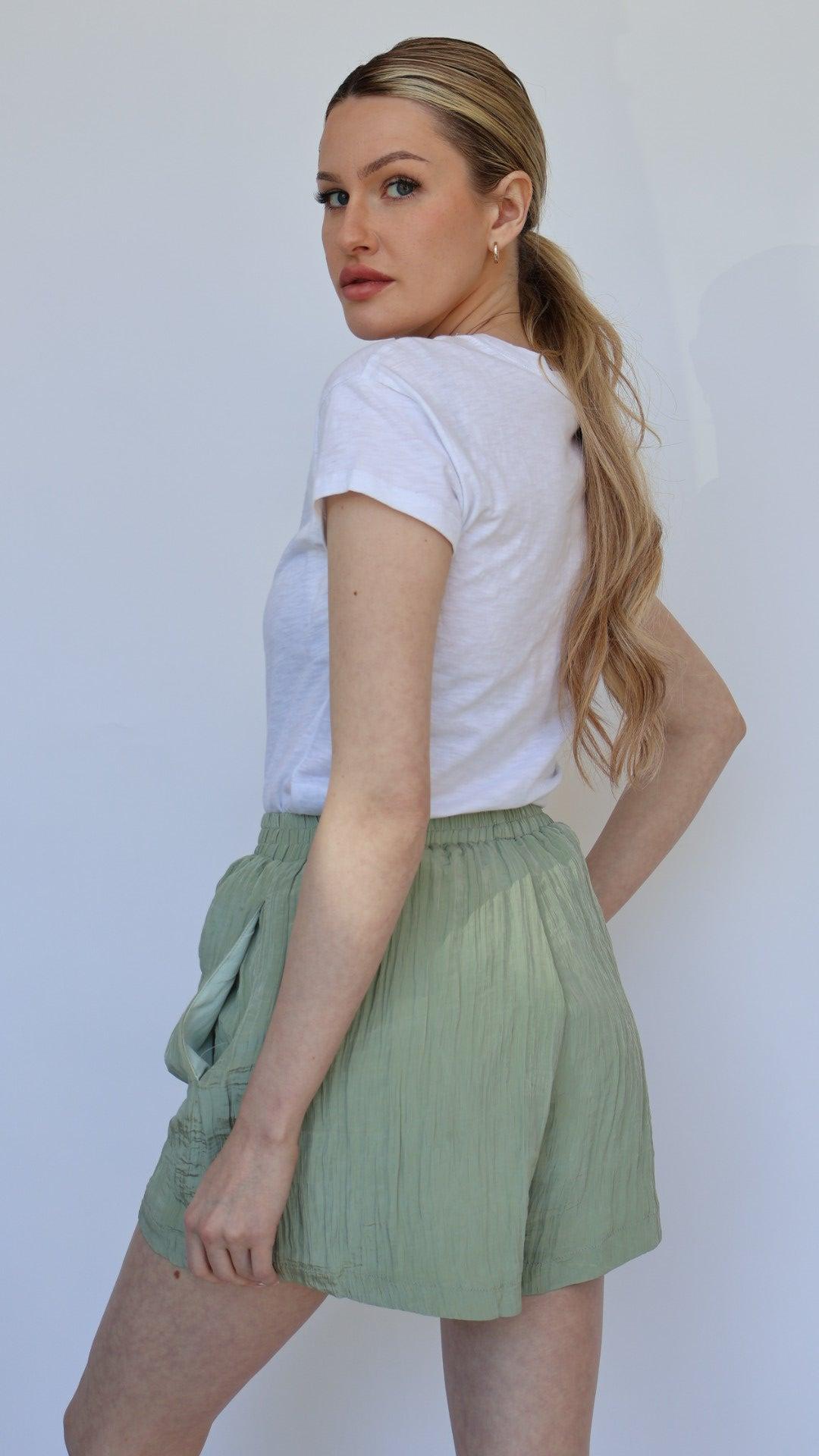 Cassie Solid Textured Drawstring Short Product Image