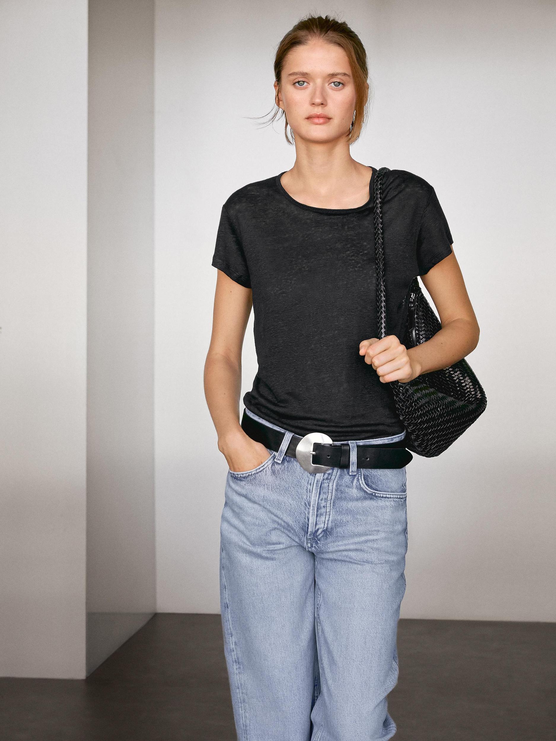 100% linen short sleeve T-shirt Product Image