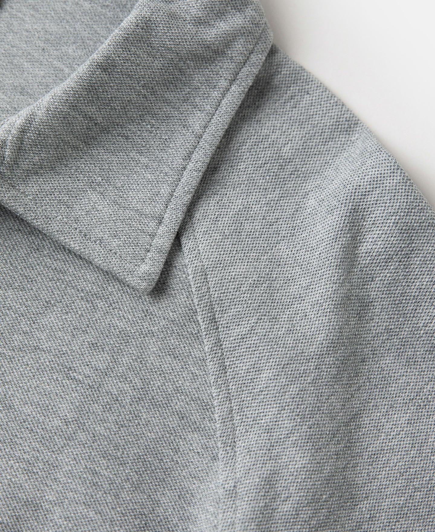 Raglan Sleeve Cotton-Piqué Polo Shirt - Gray Product Image