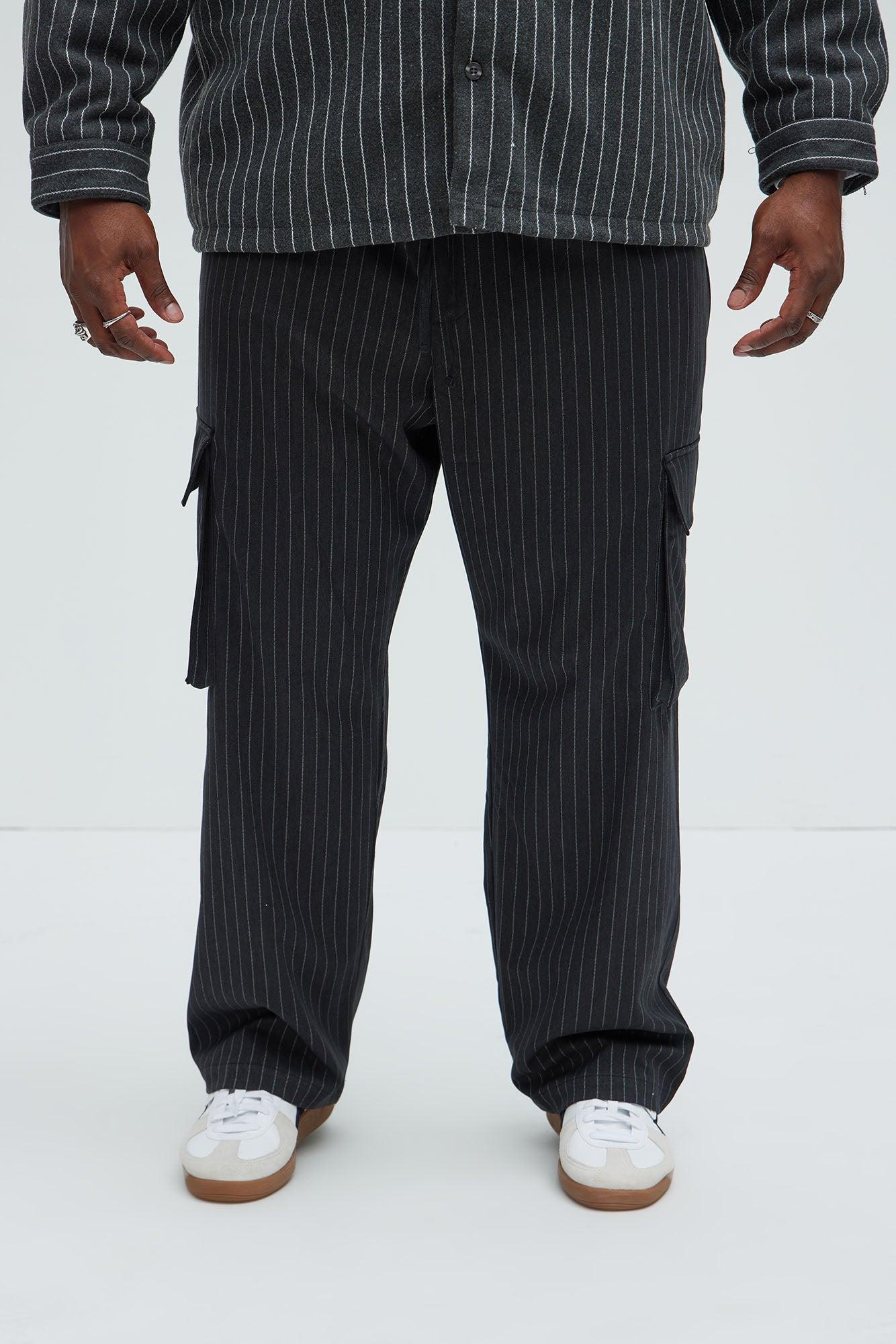 Perth Pinstripes Relaxed Cargo Pants - Black/combo Product Image