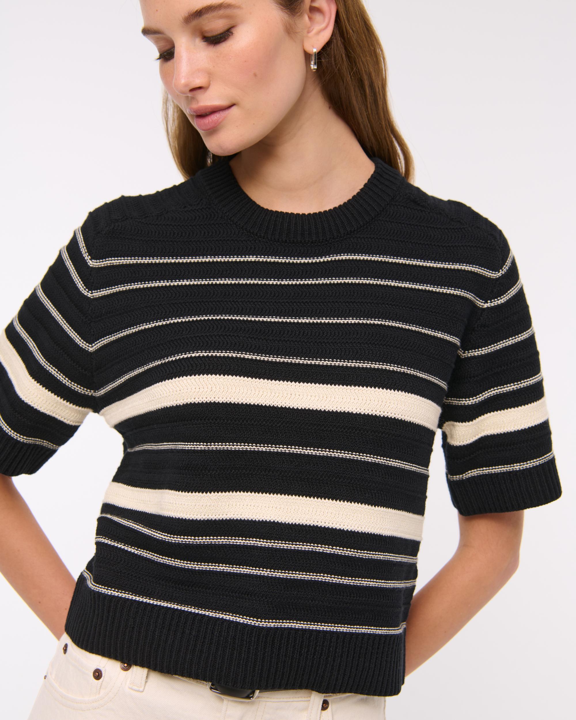 The A&F Madeline Textural Crew Sweater Tee Product Image