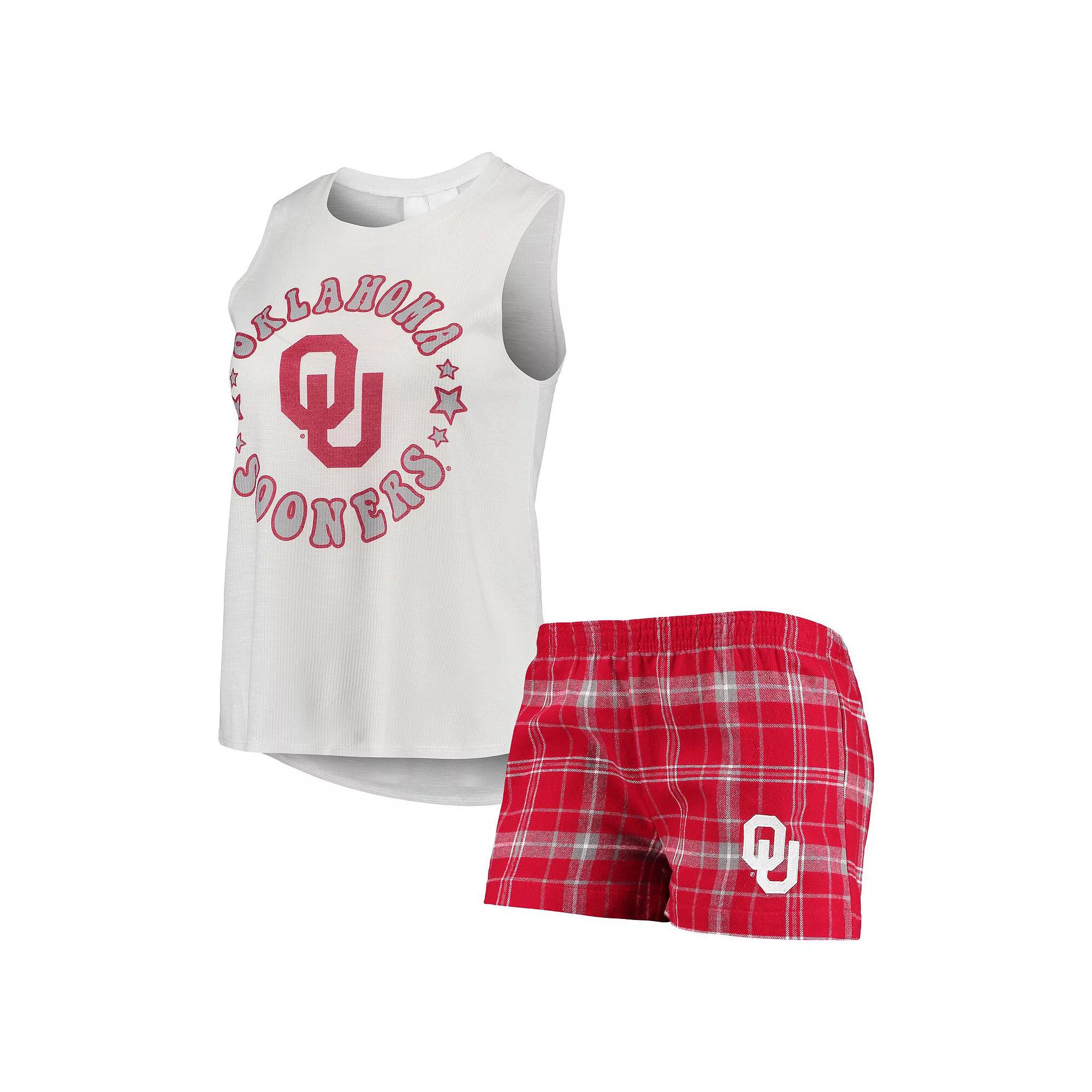 Women's Concepts Sport Crimson/White Oklahoma Sooners Ultimate Flannel Tank Top & Shorts Sleep Set, Size: Medium, Red Product Image