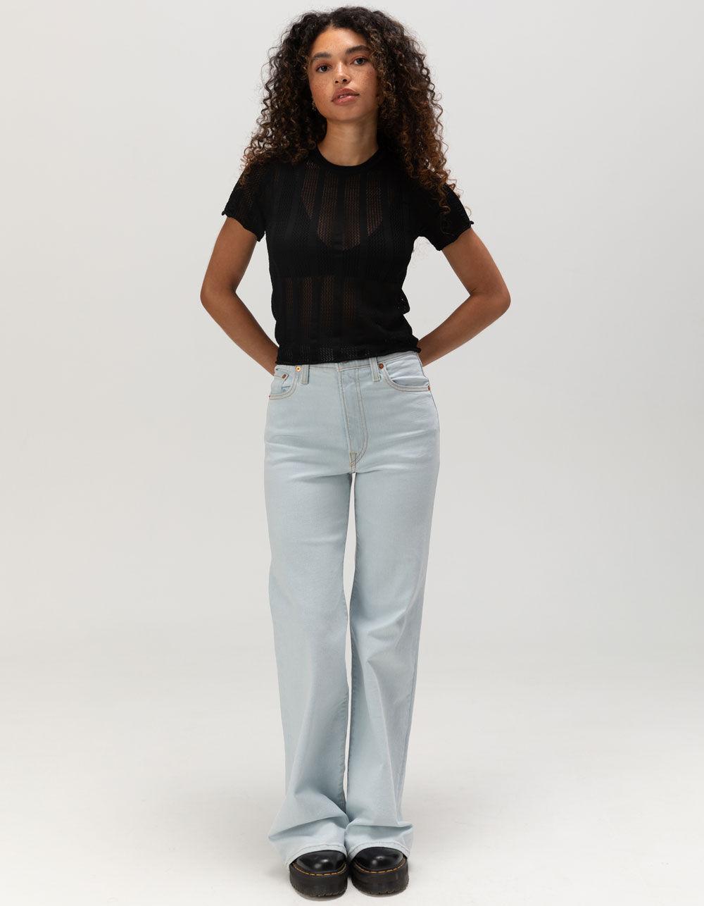 BRIXTON Sheer Knit Womens Top - BLACK Product Image