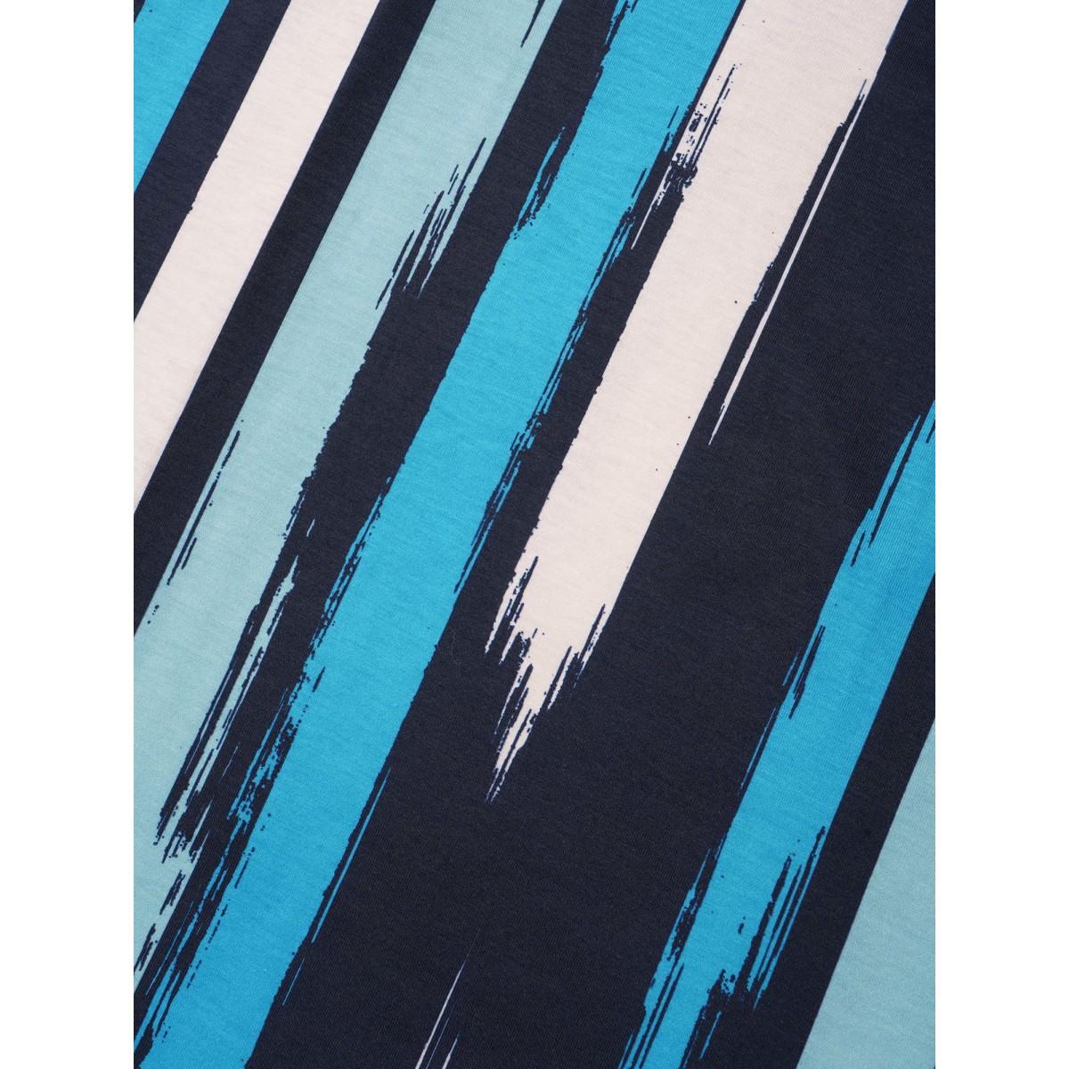 Plus Size Striped Print Dolman Sleeve T-Shirt Multicolor Women Casual Contrast Round Neck Everyday T-shirts BloomChic 10/M Product Image