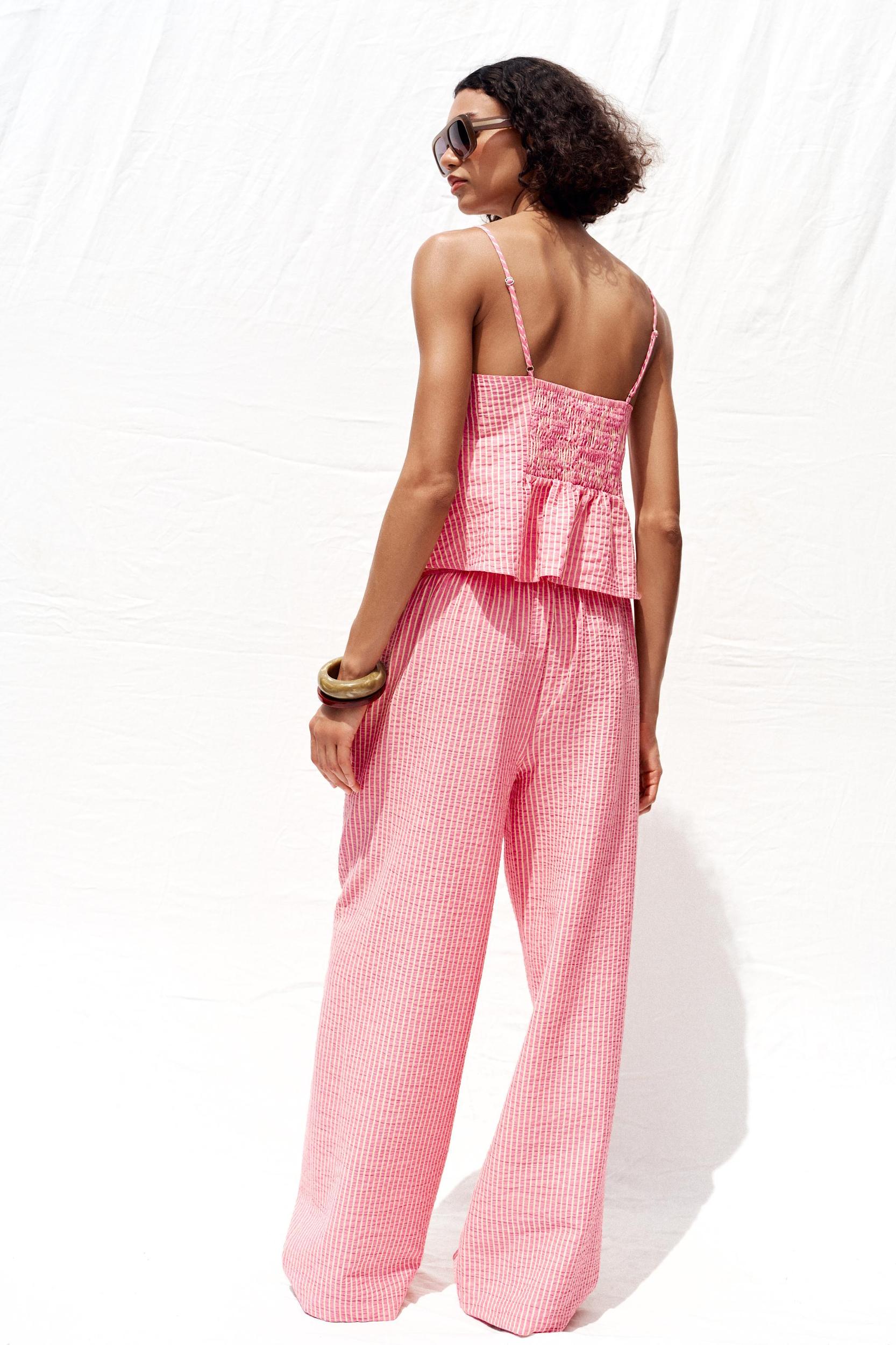 STRIPED WIDE LEG PANTS Product Image