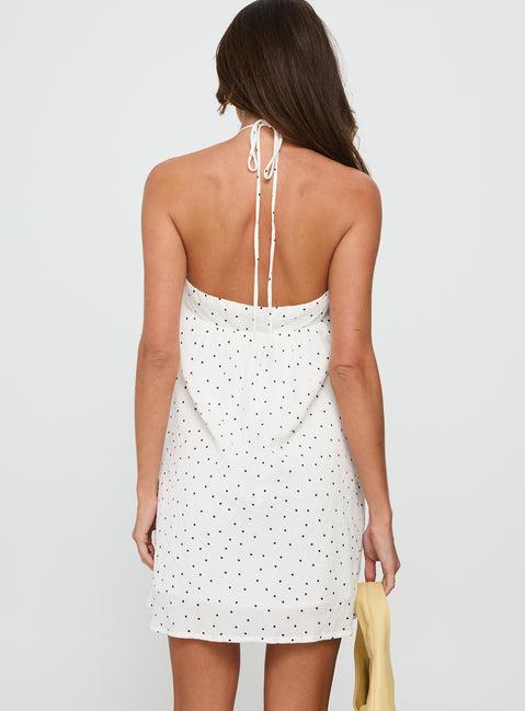 Moonlit Mini Dress White Polka Product Image