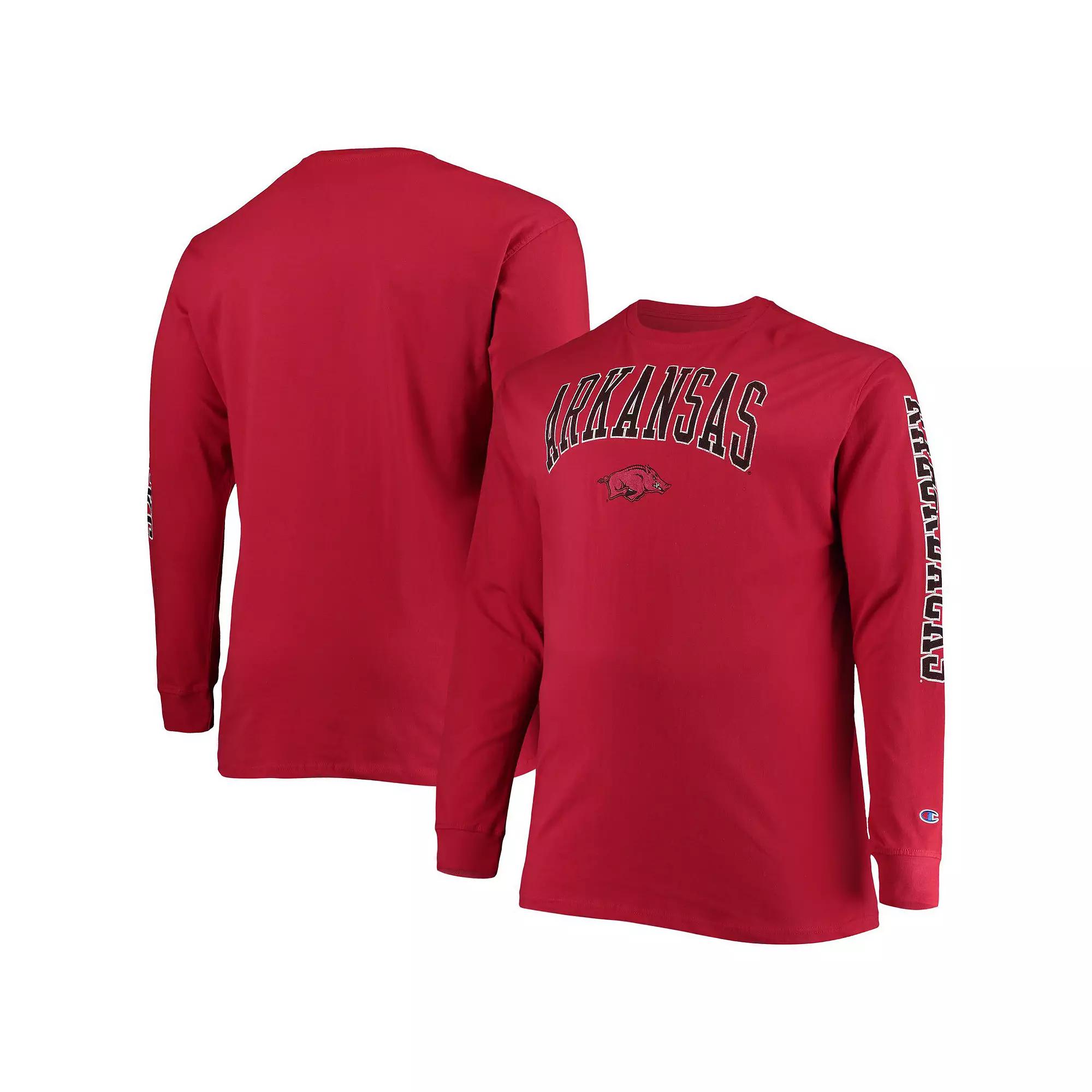Men's Champion Cardinal Arkansas Razorbacks Big & Tall 2-Hit Long Sleeve T-Shirt,  Product Image