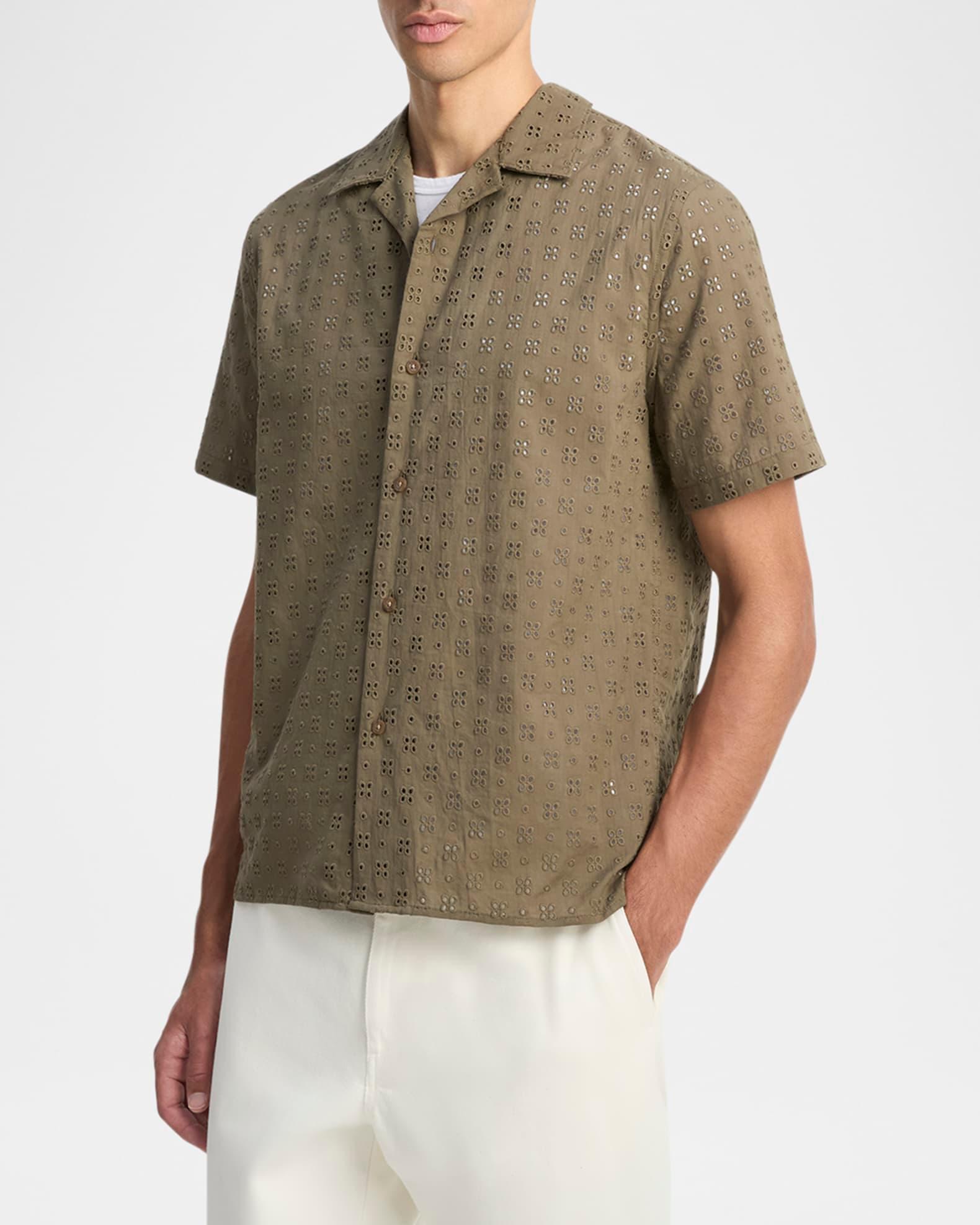 Men's Cotton Eyelet Short-Sleeve Shirt Product Image