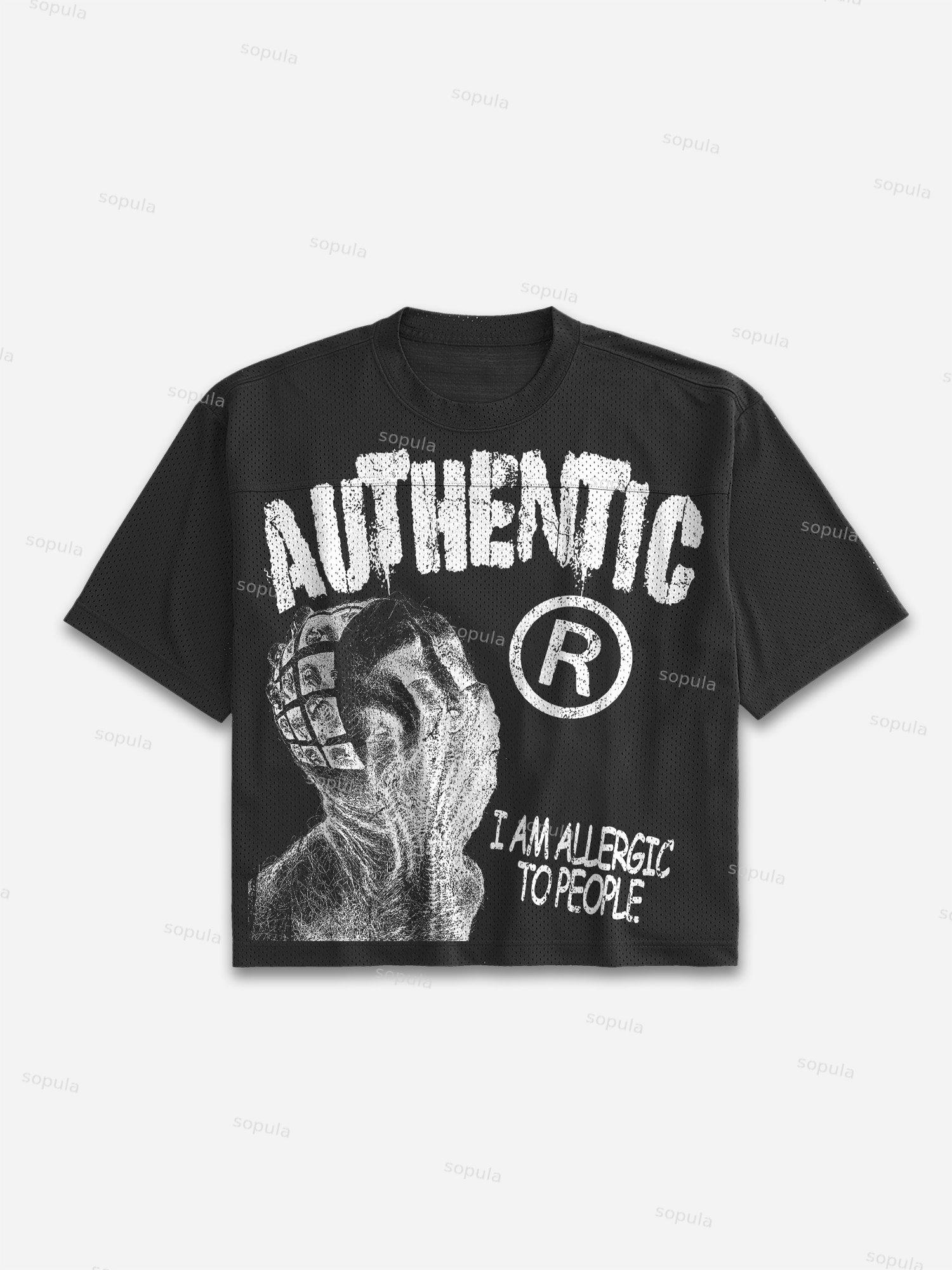 I Am Allergic To People Graphic Print Mesh Football Jersey T-shirt Product Image