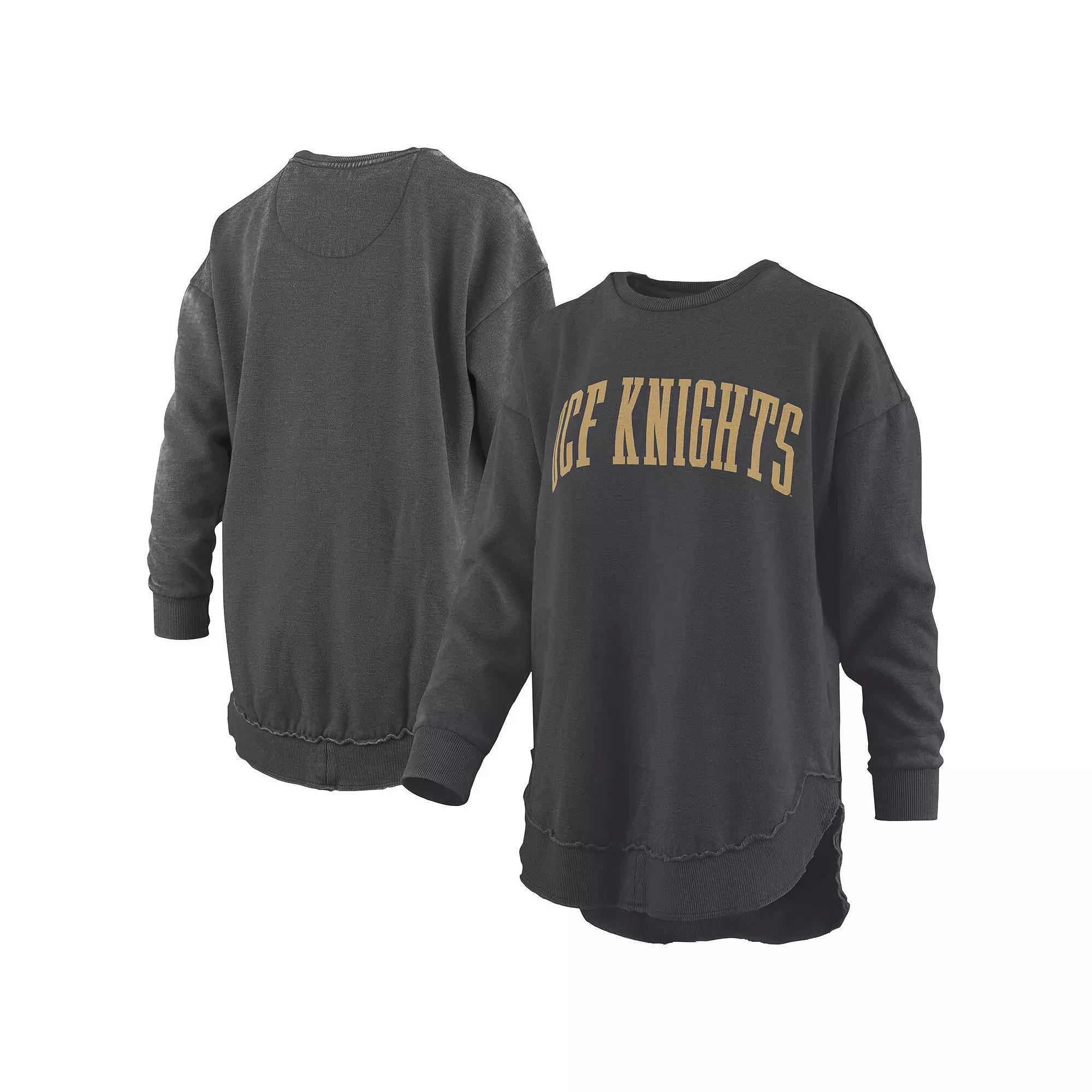 Women's Pressbox Green Miami Hurricanes Melange Poncho Vintage Fleece Long Sleeve Pullover Sweatshirt,  Product Image