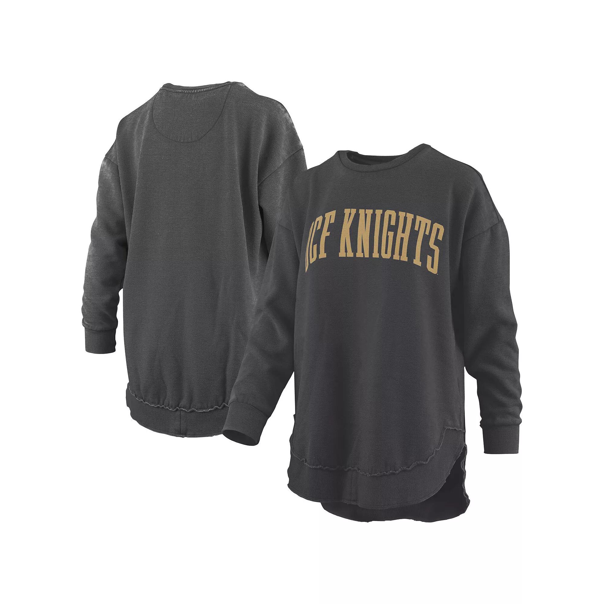 Women's Pressbox Black Texas Longhorns Melange Poncho Vintage Fleece Long Sleeve Pullover Sweatshirt,  Product Image